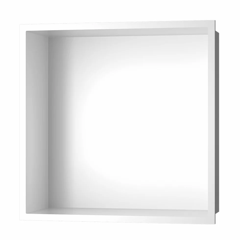 Kibath Hornacina Nicho de empotrar Cuadrada de 30 x 30 cm Acabado Blanco Mate Fabricado en Acero Inoxidable