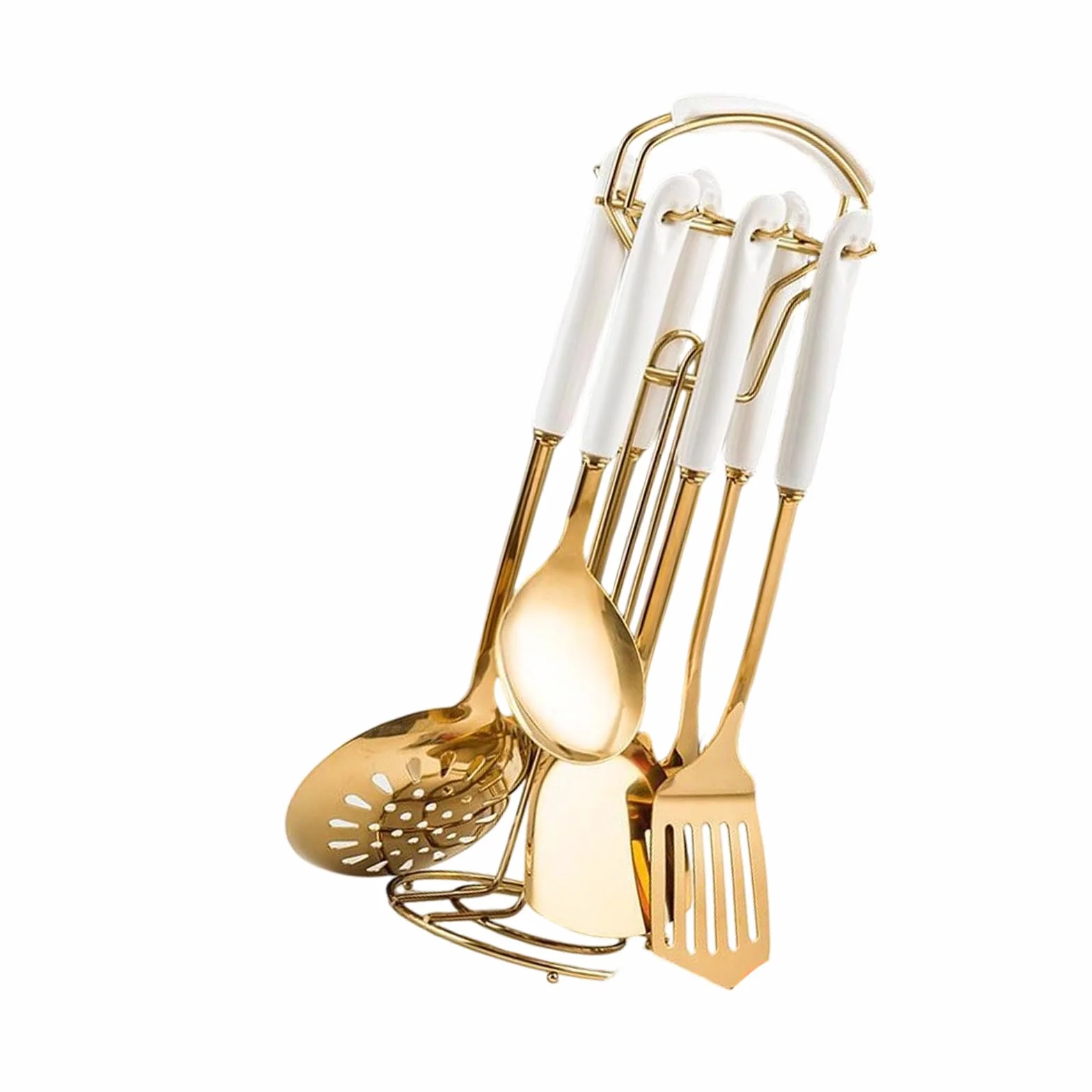 Juego de utensilios de cocina de acero inoxidable de 7 piezas con asas antideslizantes y apto para lavavajillas para chefs modernos, juego de utensilios de cocina de acero inoxidable
