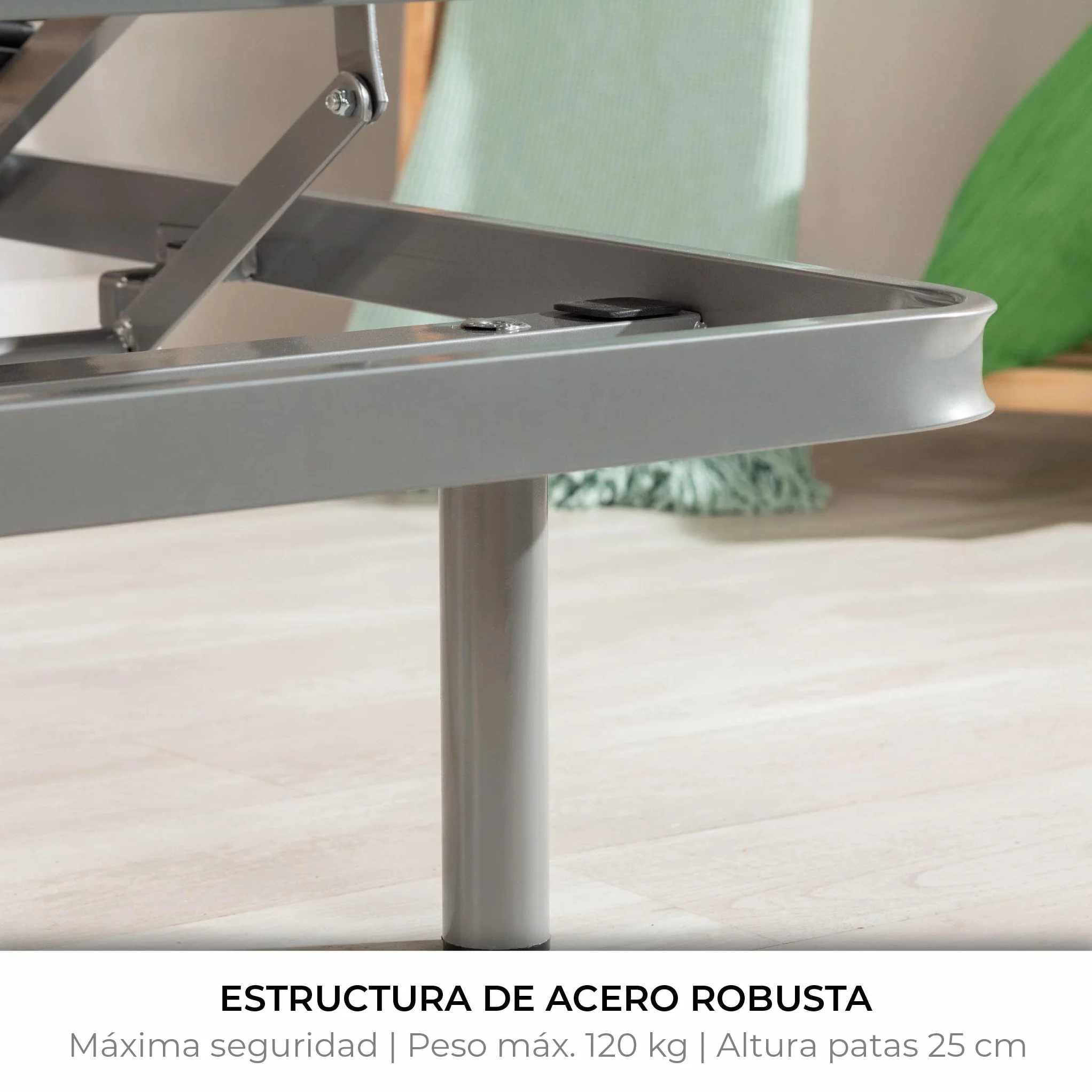 NALUI - Somier Eléctrico para Cama 135 x 180 cm, 11 Láminas Madera de Haya de 10 cm y Estructura de Acero.