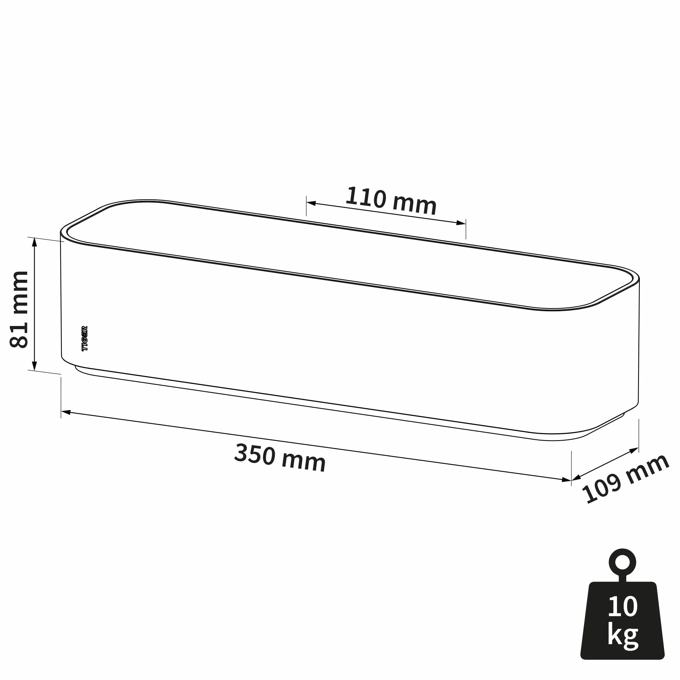 Tiger 2-Store Estante de Pared o Cesta de Ducha, 35 cm, Blanco
