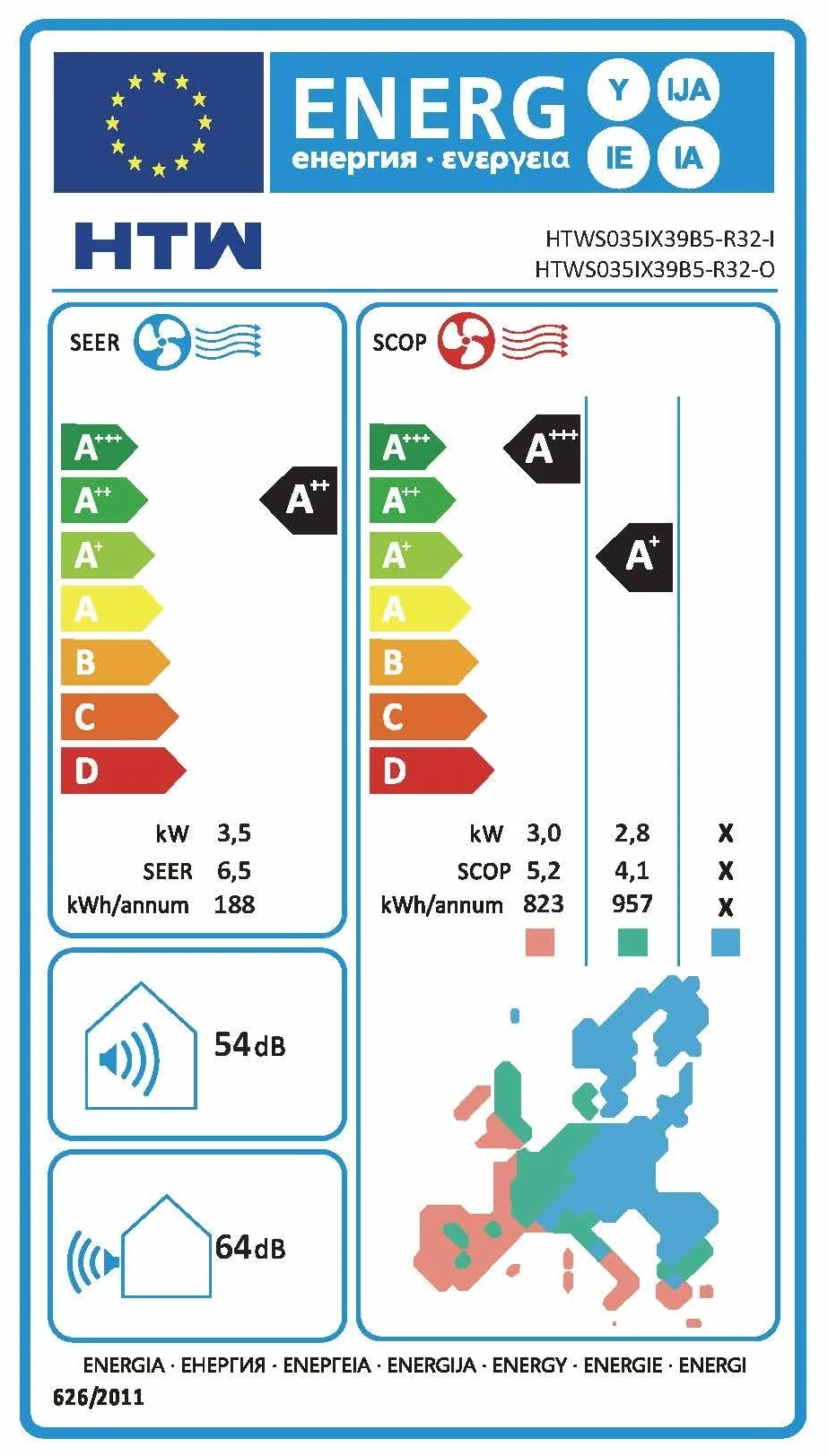 Aire acondicionado HTW Split 1x1 EON 4.6 DC Inverter 2200 frigorías 2.6 kW Wifi