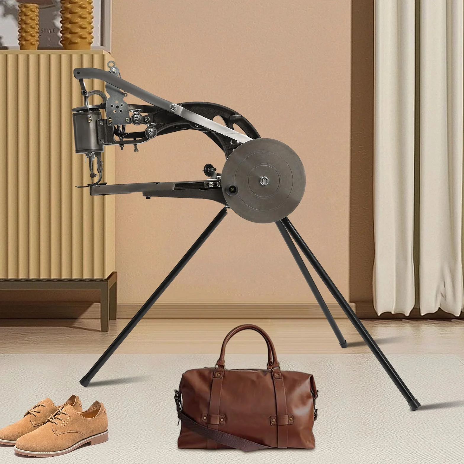 Máquina de coser de cuero, máquina de coser a mano, máquina de reparación de zapateros, longitud de puntada máx. 6 mm, ajuste de 360°, costura de cuero para cuero, goma, lona, plástico