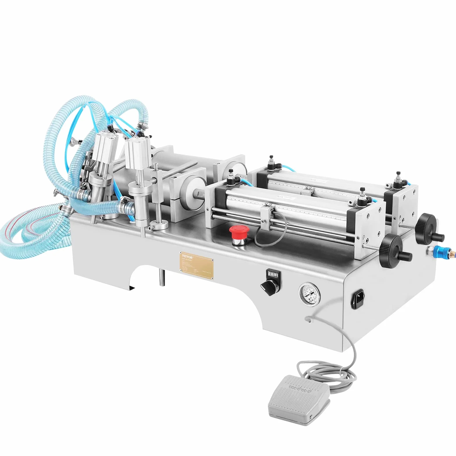 VEVOR Máquina de Llenado de Líquido Neumática con 2 Inyectores Máquina de llenado de líquidos eléctrica Máquina de llenado de líquido para Perfume Bebida Agua Leche Aceite de Oliva
