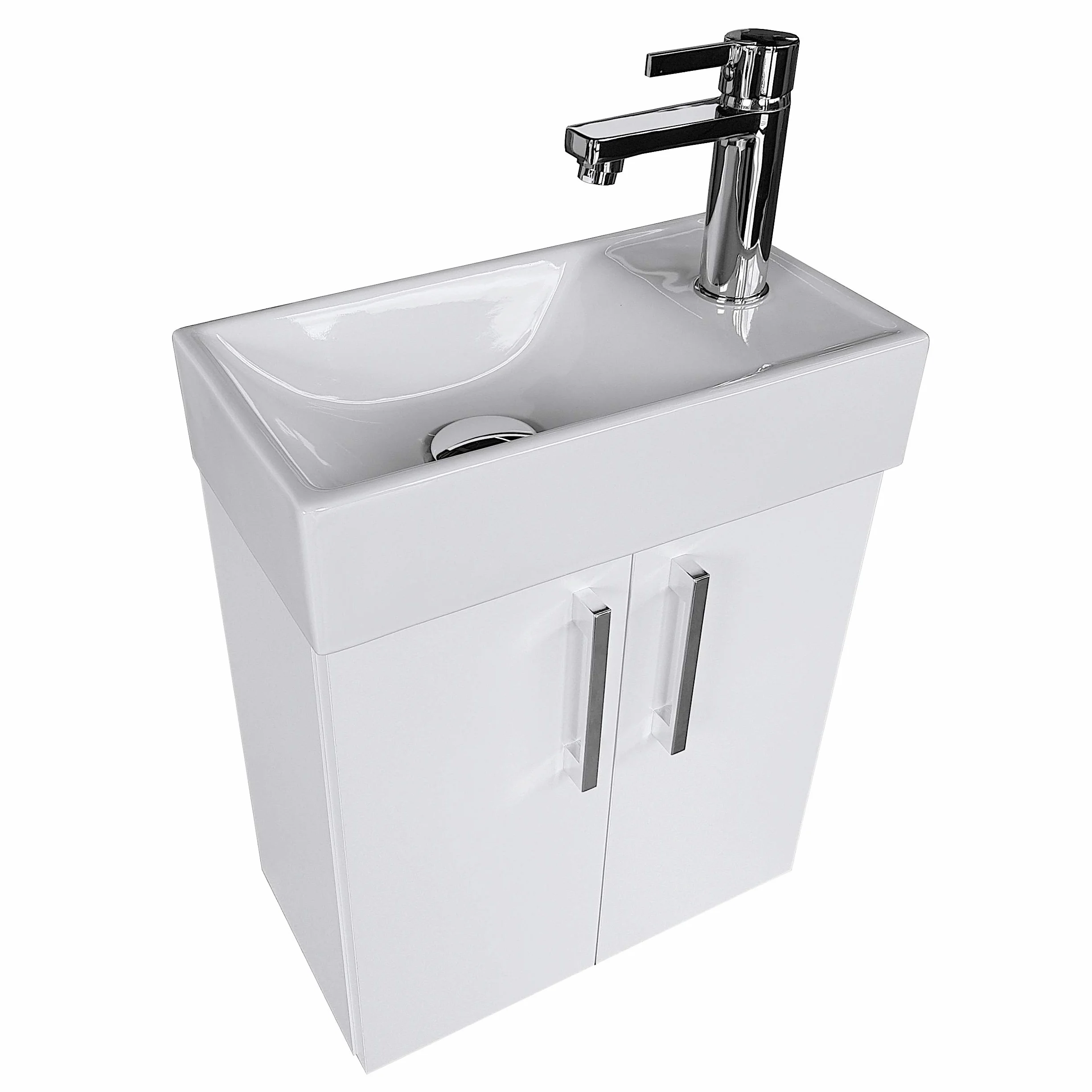 Mueble de Lavabo Blanco con Lavabo Cerámico 40 x 22 cm Izquierda/Derecha