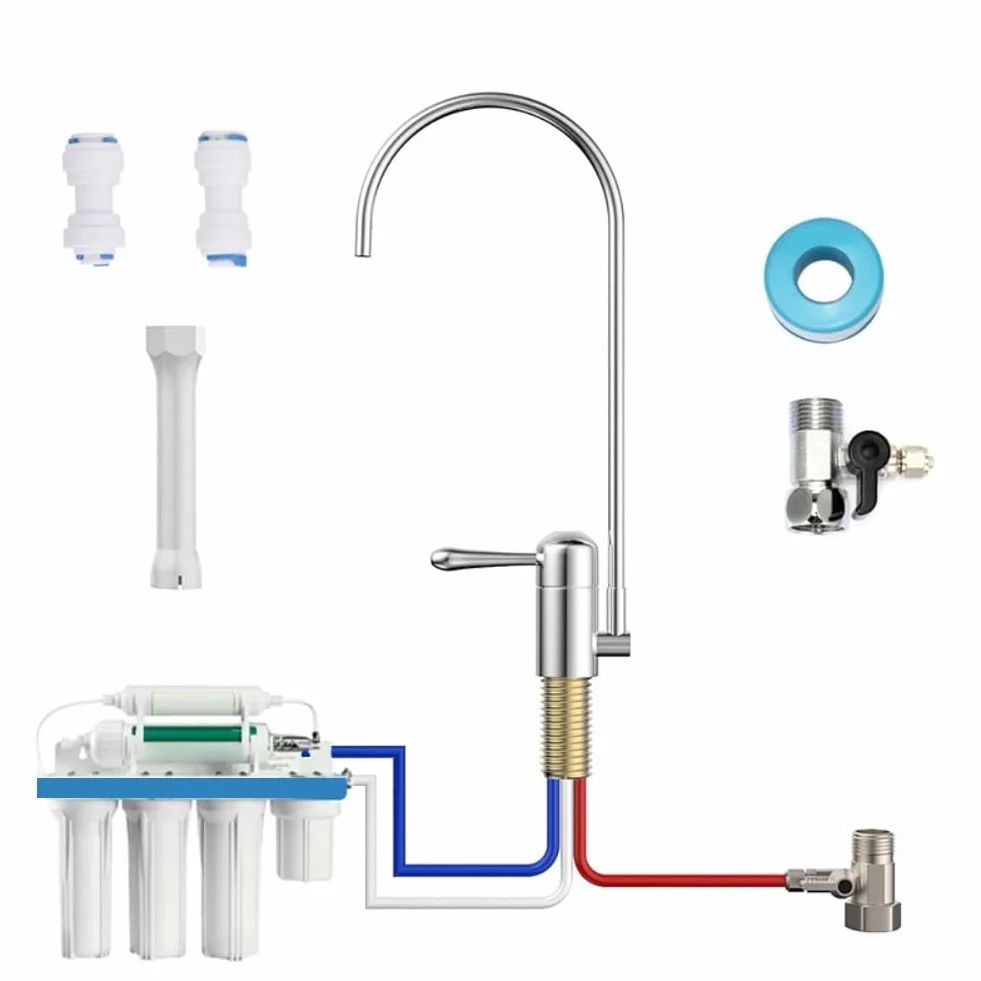 Grifo giratorio de latón de 360 grados para filtro de agua eSpring, repuesto de grifo de filtro de cocina de acero inoxidable con boquilla fría