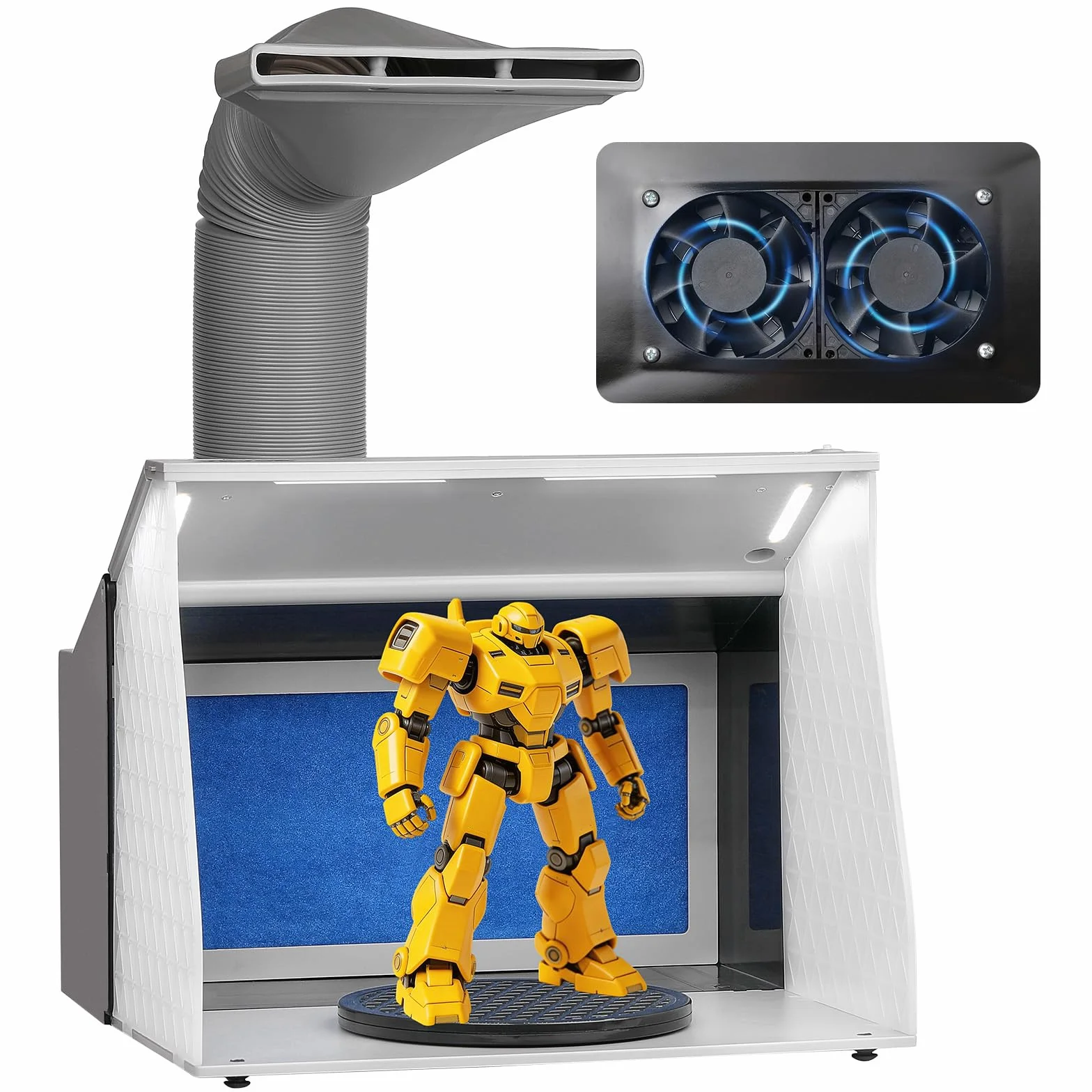 VEVOR Cabina de Pintura con Aerógrafo 405x330x355 mm Cabina de Pintura Portátil 5,2 m³/min Cabina de Succión de Doble Ventilador con Iluminación LED Placa Giratoria para Modelado de Bricolaje