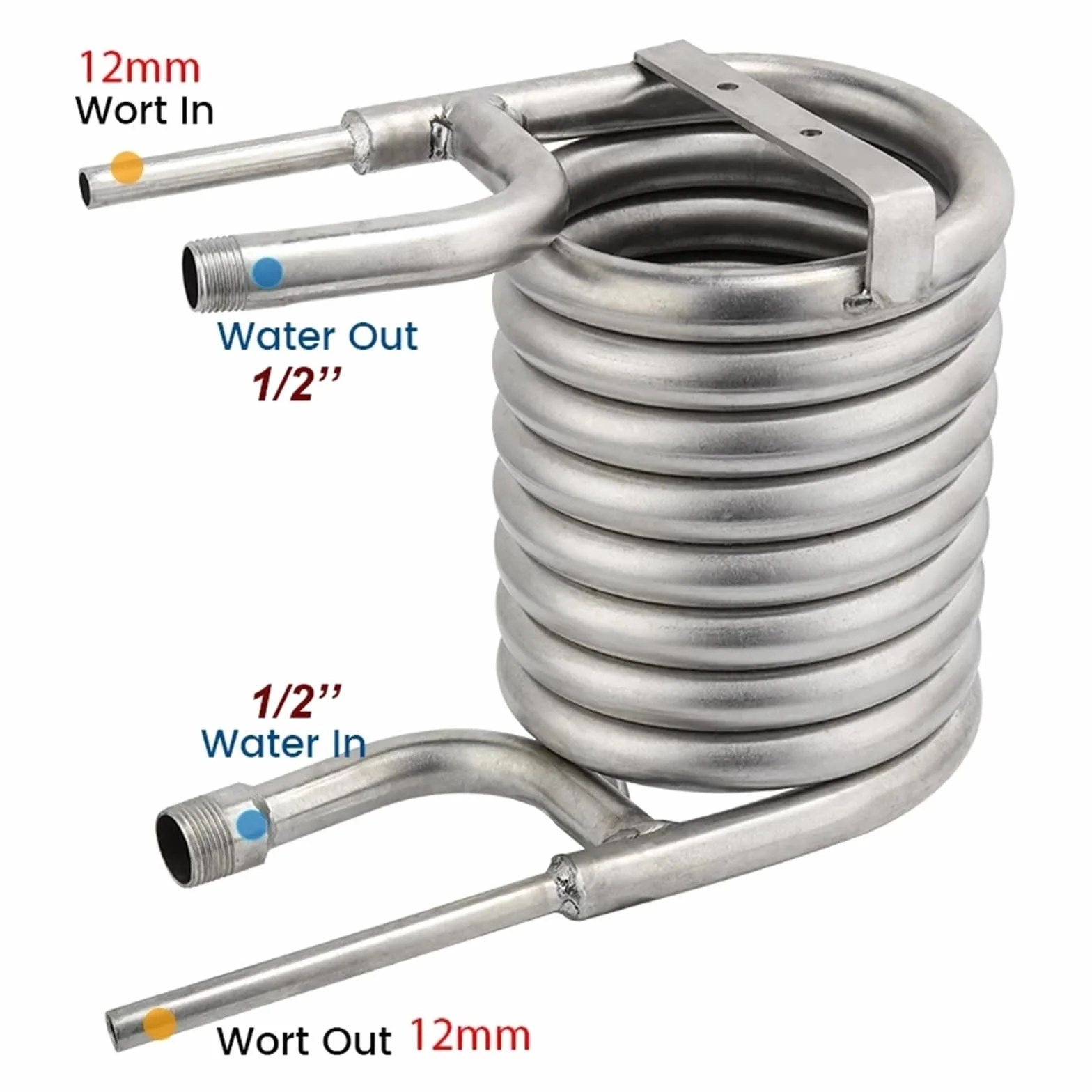 Enfriador de Mosto de contraflujo de Acero Inoxidable con intercambiador de Calor y serpentín de enfriamiento, Equipo de elaboración de Cerveza casera. Amplia Gama de Aplicaciones