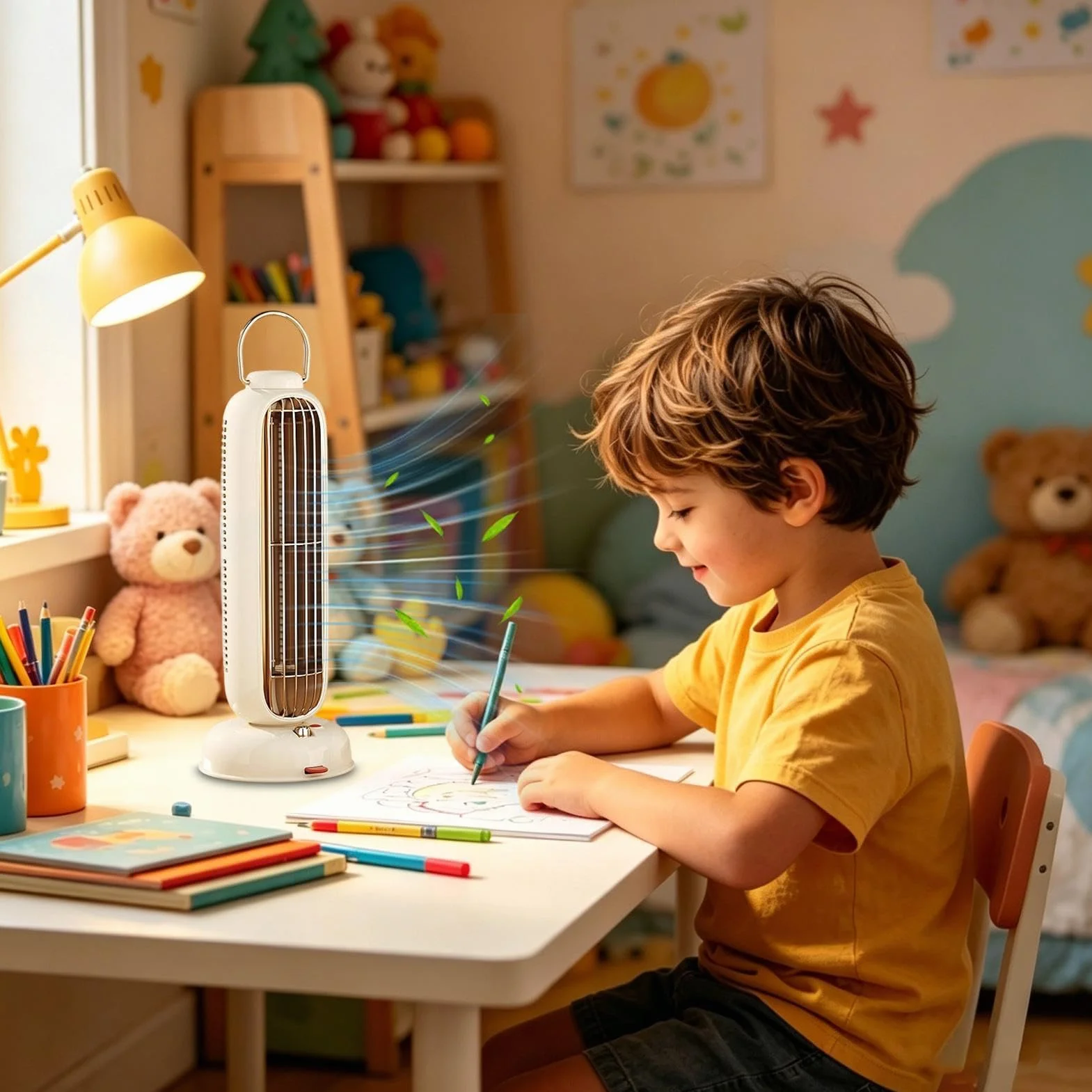 Ventilador de torre para el dormitorio Diseño Sin Aspas De 3 Velocidades Y | Ventilador De Pie Con Oscilación Para En Dormitorio, Oficina, Salón, Hogar, Interior, Escrito