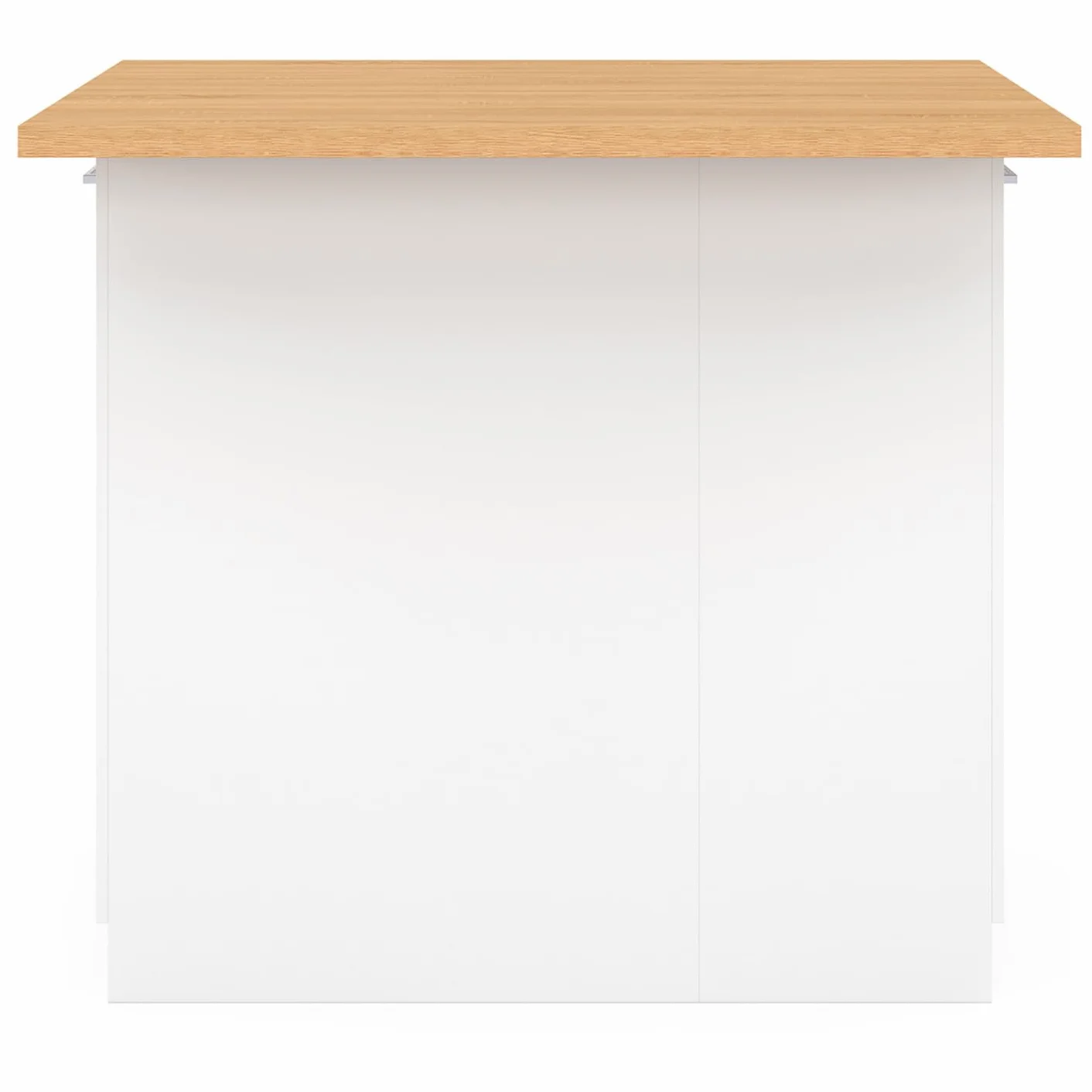 IDMarket - Ilot Central IVO 100 cm, color blanco con encimera de haya