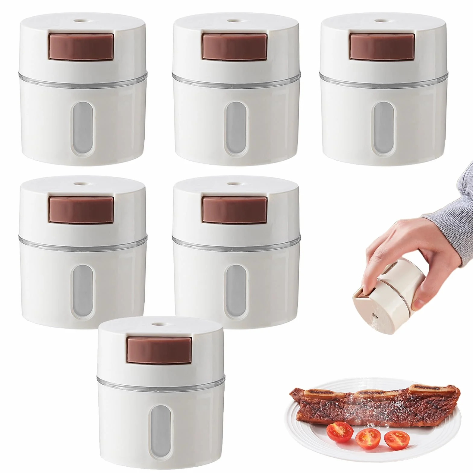 Juego de tarros magnéticos para especias con soporte, 6 recipientes de aromaterapia sin olor para organización de cocina, dispensadores de condimentos de fácil acceso, solución de almacenamiento