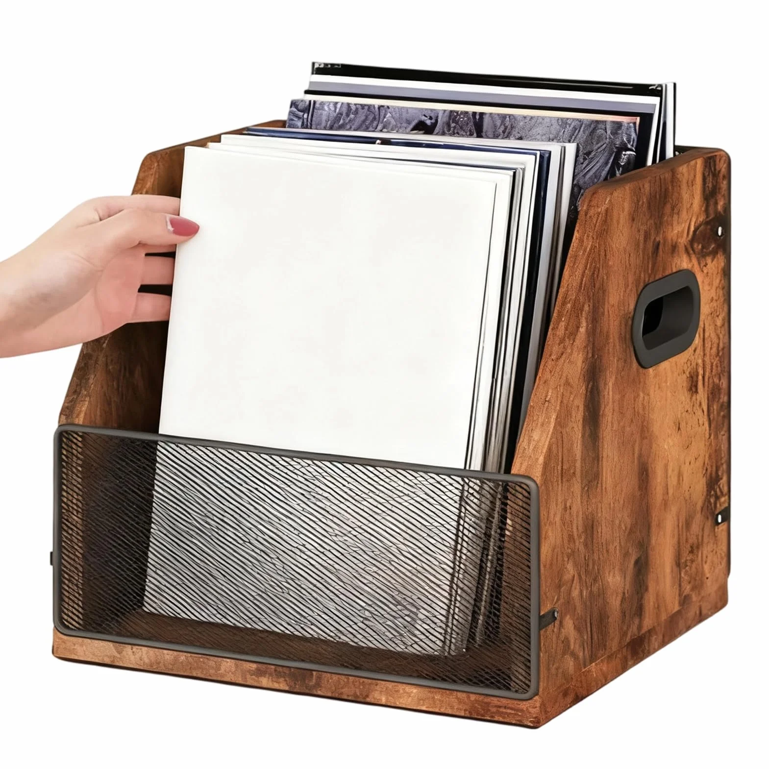 de Discos Organizador de Álbumes Retro de Madera | Soporte De Discos Para Escritorio Para Garaje Sala Dormitorio Residencia Estudiantil Apartamento Adolescentes Amantes de la