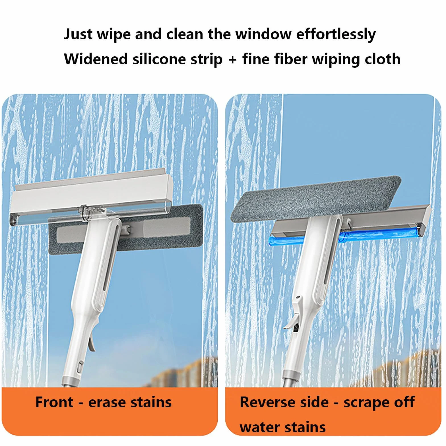 4 en 1 Spray Limpiacristales Coche con Colector De Aguas Residuales Y 3 Paños Microfibra, Limpiacristales con Varilla De Extensión para Ventanas Altas Interiores/Exteriores