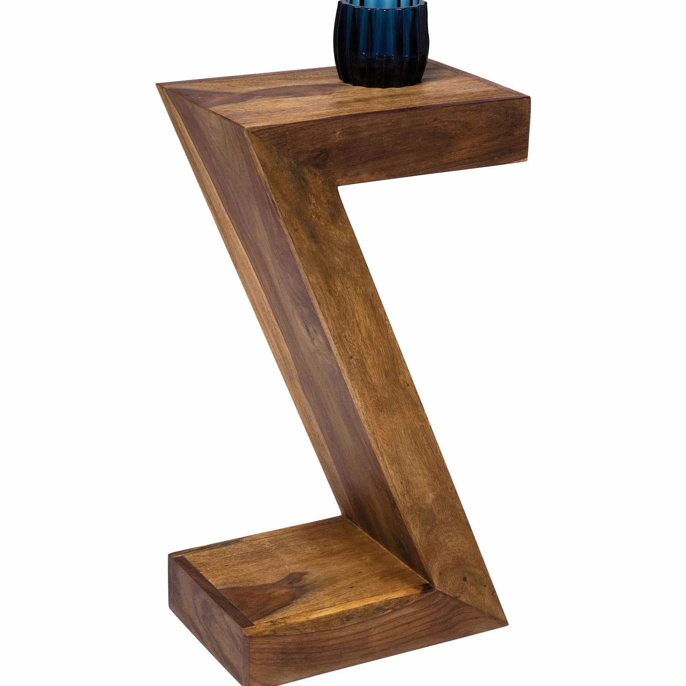 Kare Design Mesa Auxiliar Authentico Z, Marrón, Madera, Boho, Mesita de noche, Mesa de centro para sala de estar, dormitorio, oficina, 55x30x20cm