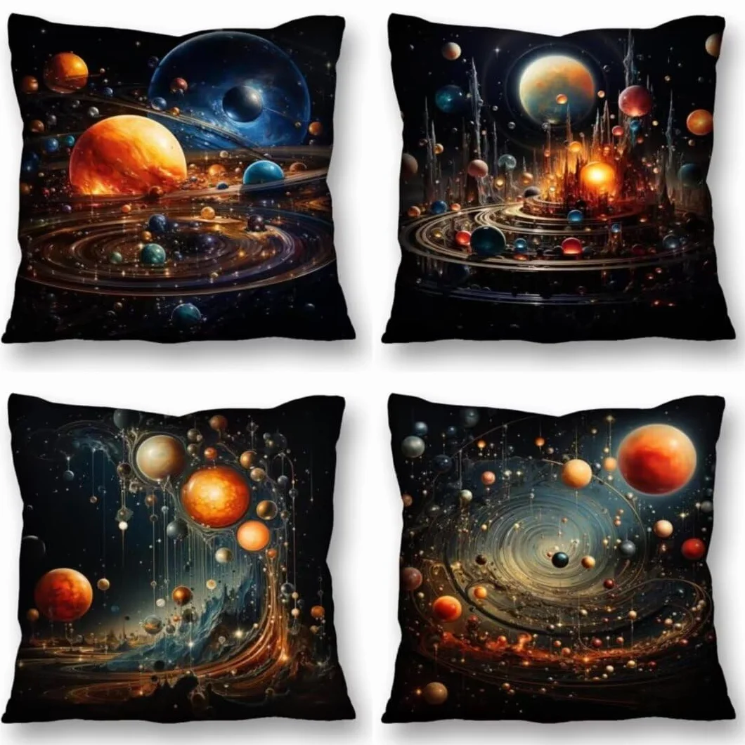 Juego de 4 Fundas de Cojines 70x70 cm Cojines microscópico mundo Funda Cojin Cuadrados de Lino Fundas Cojines Sofá Cojines Decorativos para Salón Sofá Dormitorio Coche Jardín Decoración del Hogar