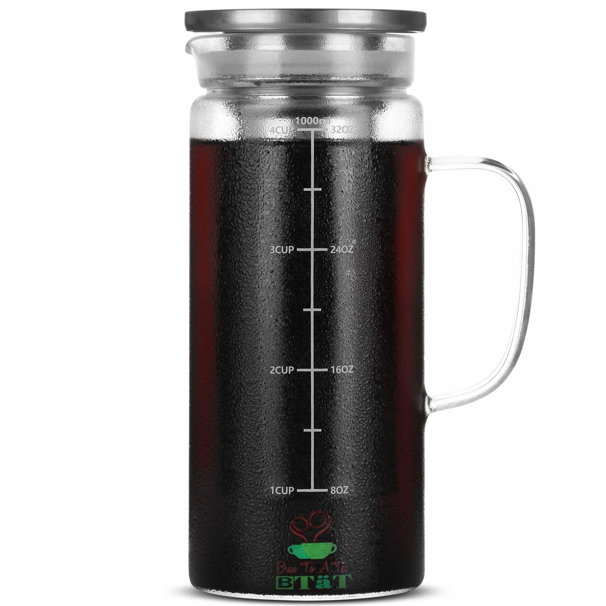 BTäT- Cafetera de frío, 1 cuarto, cafetera helada, cafetera helada, jarra hermética para frío, accesorios de café, sistema de frío, para preparar té frío, café, regalo de café