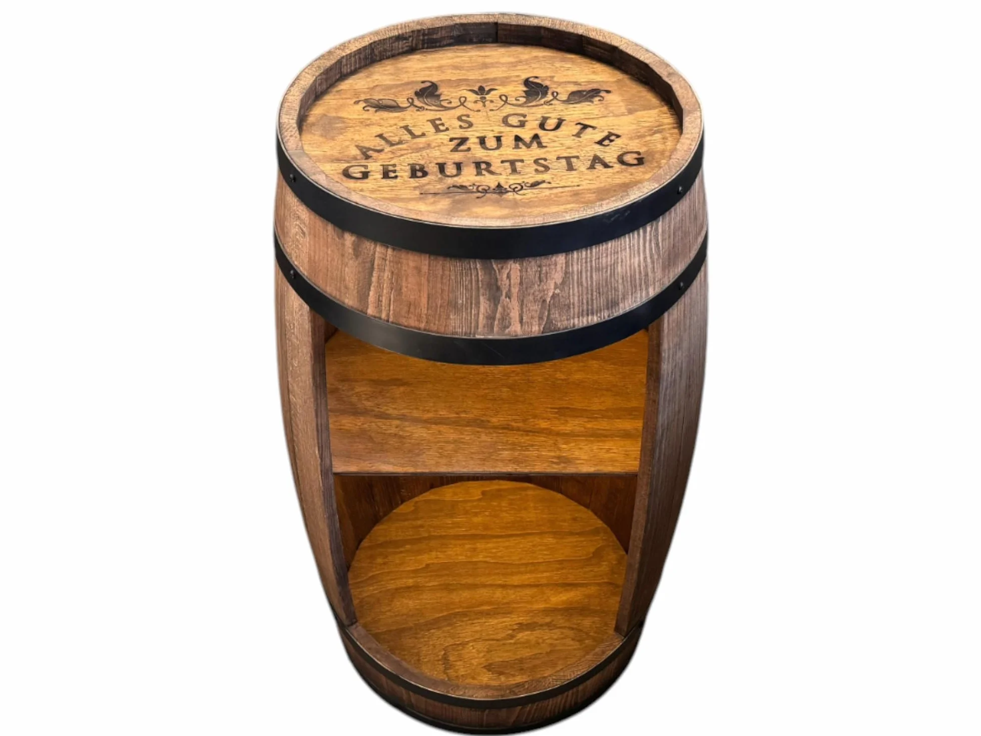 weeco Armario de bar LED. Con grabado de cumpleaños como regalo. Botellero para vinos XL. Barril de decoración vintage para sala de estar. Minibar Gin Whisky Cerveza. Barril de vino Mesa de barra