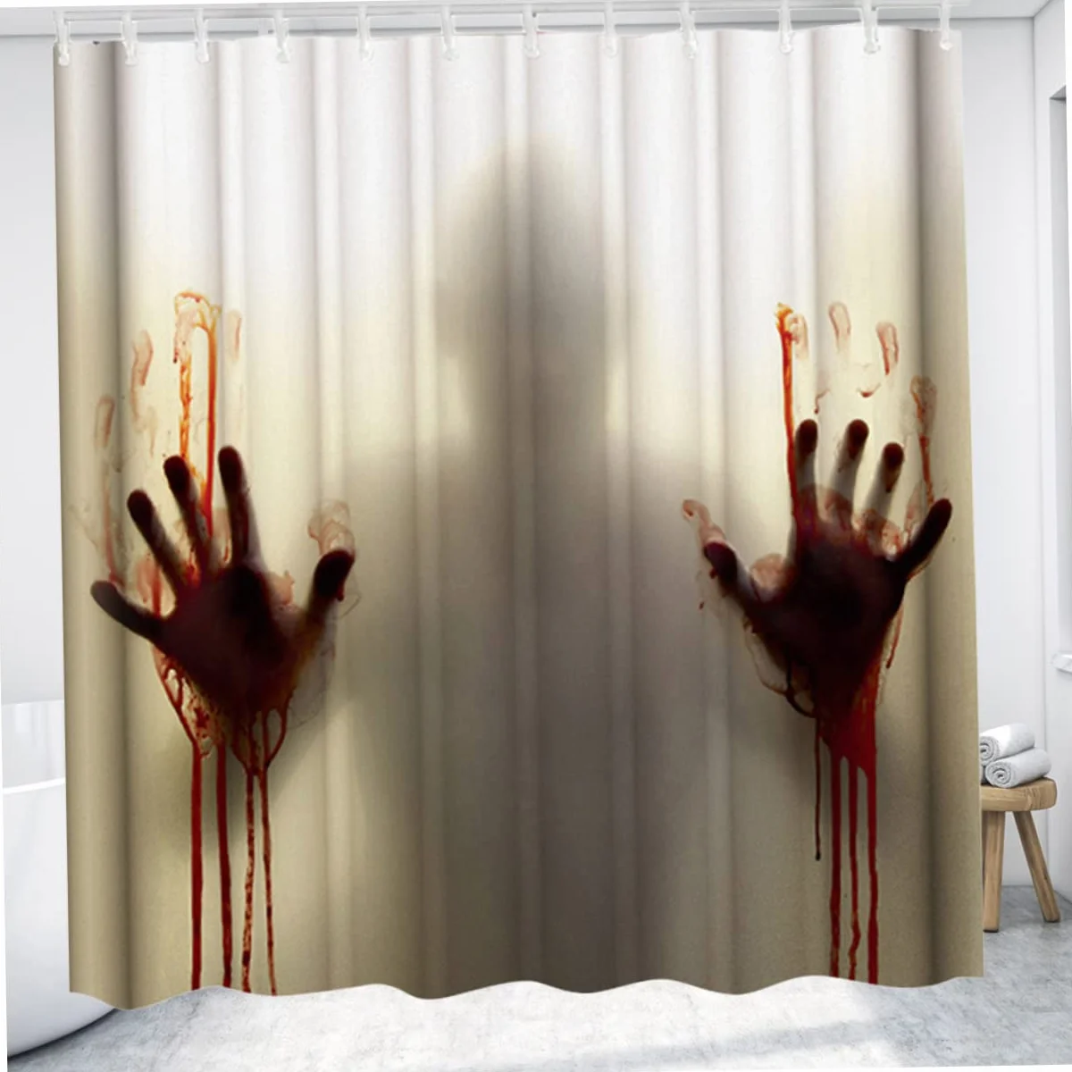 Cabilock Cortina De Ducha con Impresión De Sangre De Halloween 180 Ancho X180 Alto Cm Decoraciones Sangrientas De Halloween Cortina De Baño con Gancho Cortinas De Ducha Impermeable Conectar