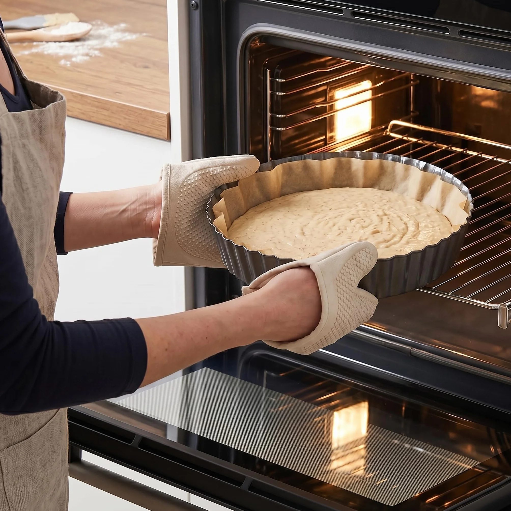 MGE Set 3 Quiche Moldes Desmontables Antiadherentes 20 24 28 cm Tartas