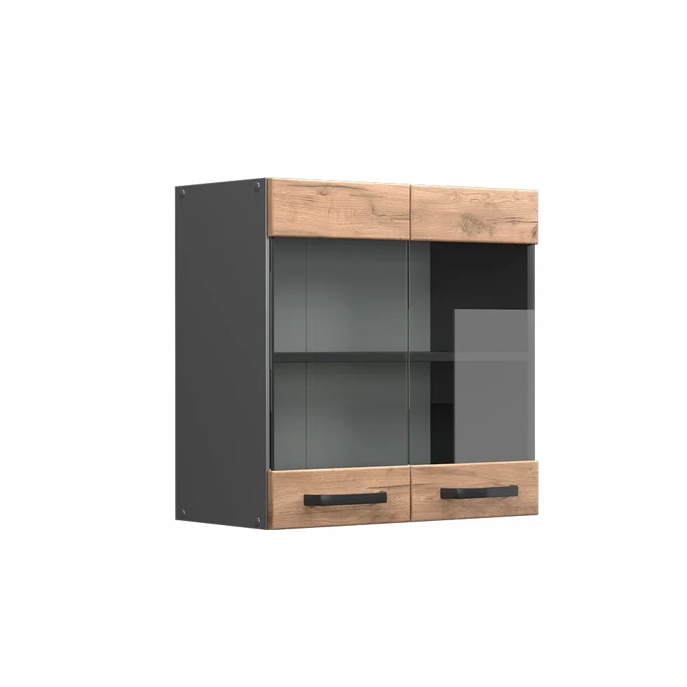 Vicco Armario de Cocina con Vidrio R-Line, Roble Dorado, 60 cm, para combinación Libre Dentro de Sistemas de Cocina modulares