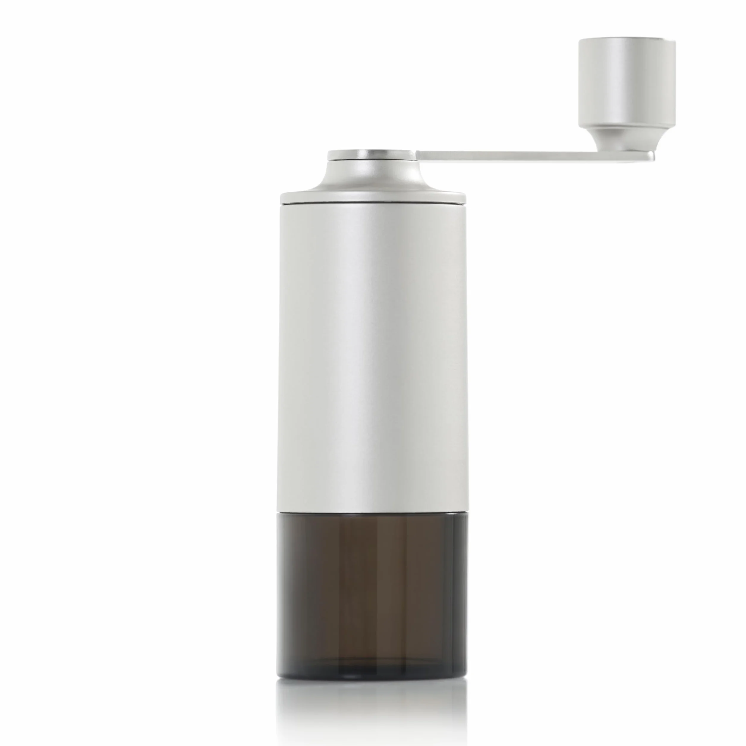 AdHoc Moro - Molinillo de café manual, molinillo de cerámica con grosor ajustable, fácil de rellenar, moderno y compacto, gris claro