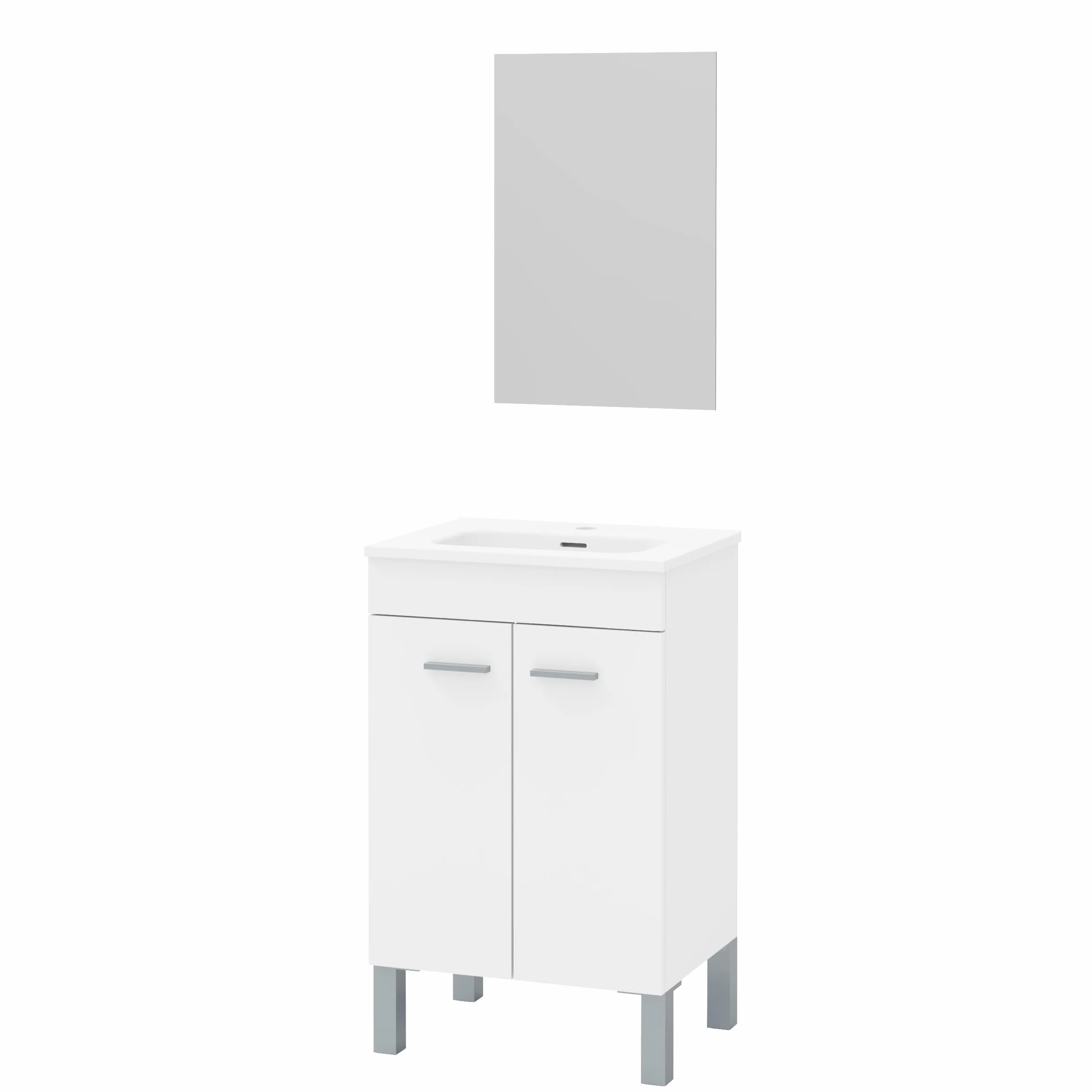 Baikal Mueble de Baño 2 Puertas 50cm Blanco con Lavabo Cerámico y Espejo