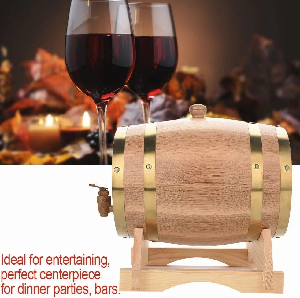 Barril de Vino de Roble Vintage, 5 L, Personalizable con Grabado, para Cerveza, Whisky o Ron, Regalo de Cumpleaños para Él
