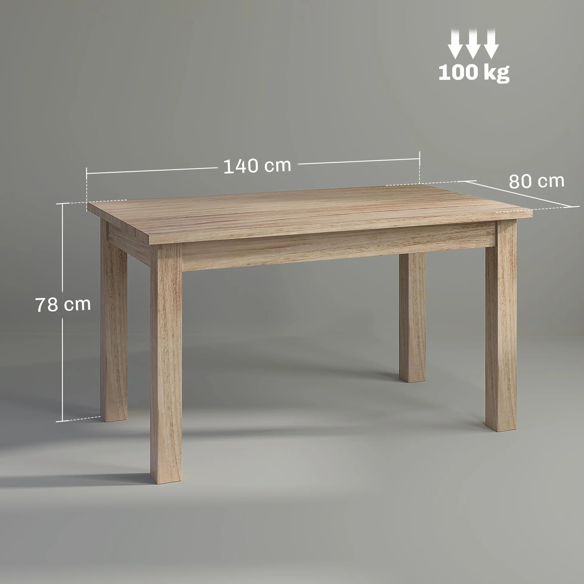 HOMCOM Mesa de Comedor para 6 Personas Salón Cocina 140x80x78 cm Natural | Mesa de Cocina, Tablero Laminado