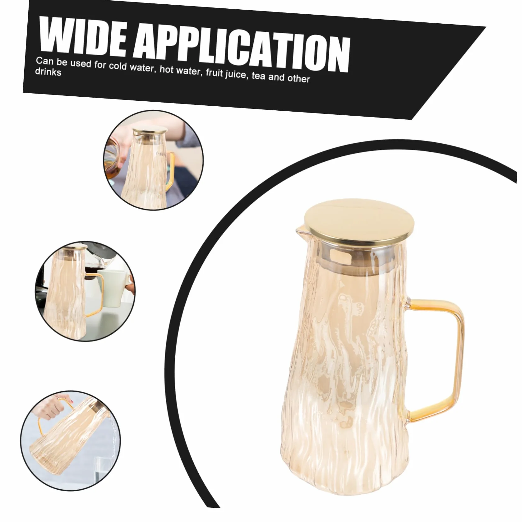 LIFKOME Jarra de Vidrio de 1.5l Infusor de Frutas para Botella de Agua, Diseño Grueso y Capacidad Grande, Color Dorado para Infusiones y Bebidas en Casa