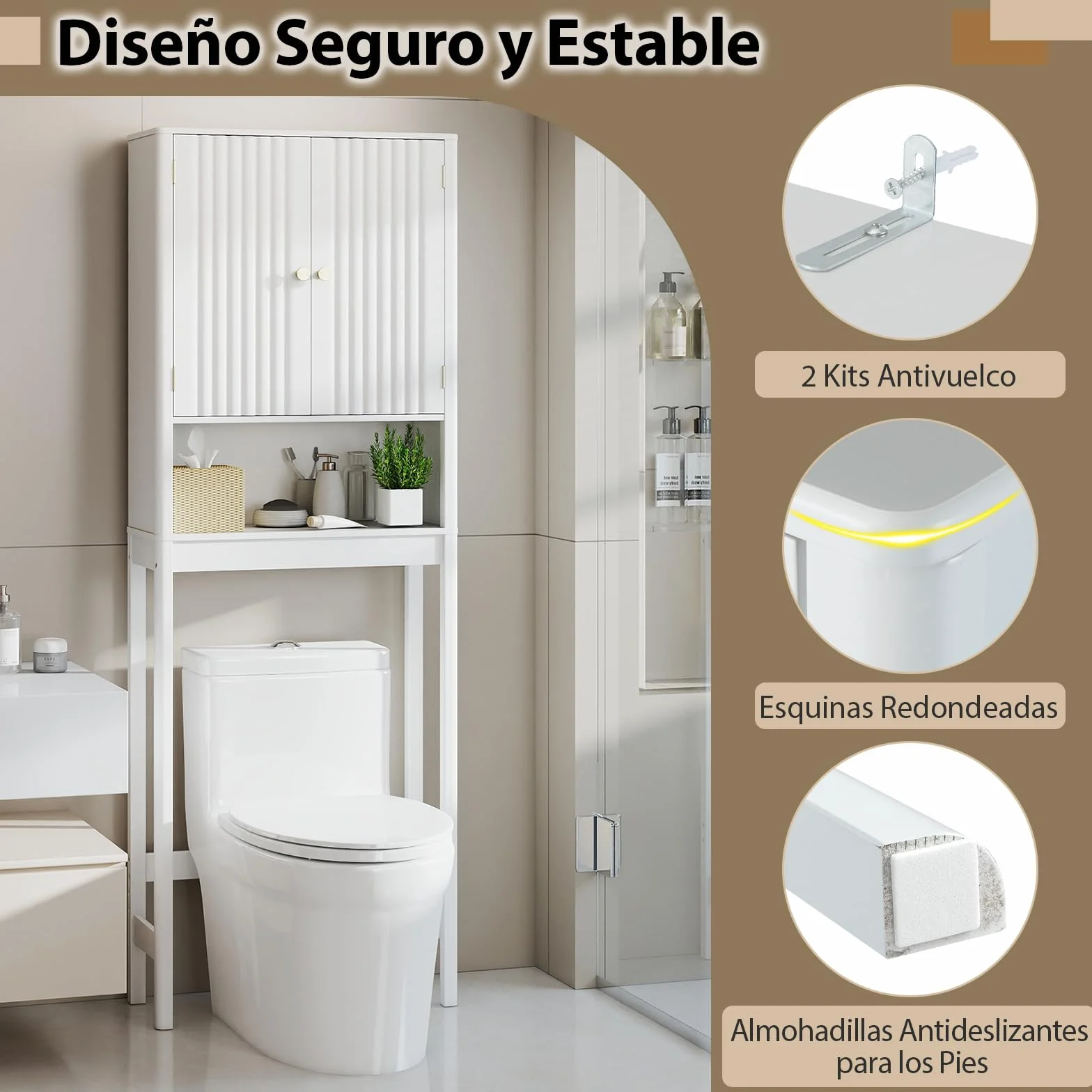 GIANTEX Mueble Organizador sobre Inodoro, Armario de Pie con 2 Puertas y 1 Compartimento Abierto, Estante Inferior Ajustable, 60 x 23 x 168 cm, Estantería Alta para Baño, Lavadero (Blanco)