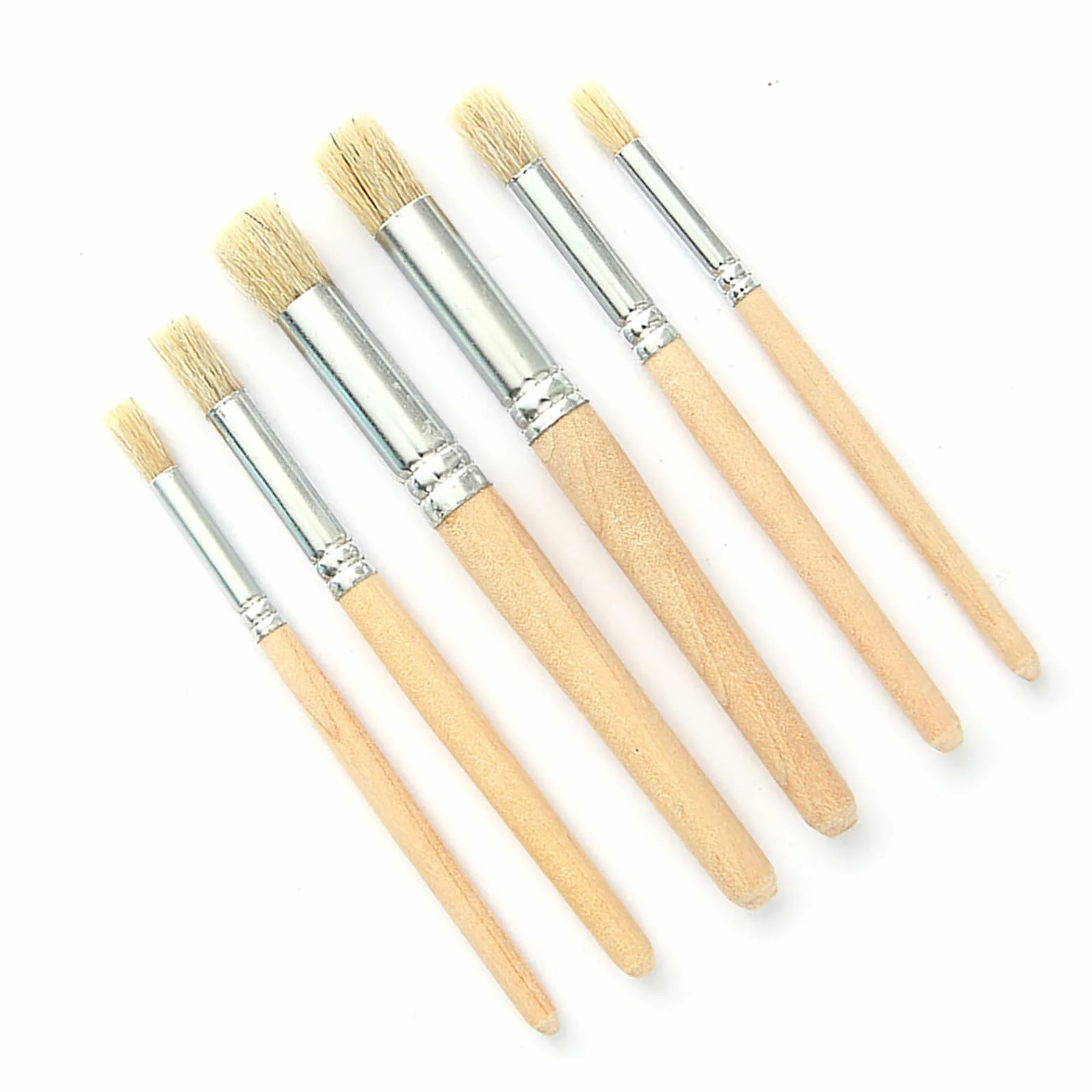 Juego de 6 Pinceles de Madera para esténcil, Pinceles para Pintura acrílica, Kit de Manualidades para óleo, Acuarela y Lienzo.