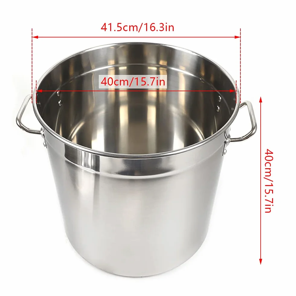 Olla de 50 litros, de alto rendimiento, acero inoxidable, con tapa de acero inoxidable, para todo tipo de cocinas y grandes cocinas