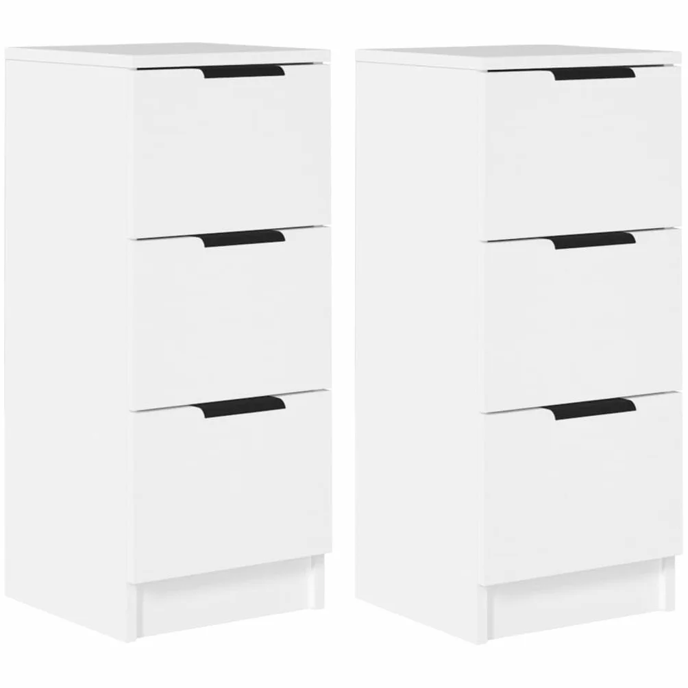vidaXL 2X Aparadores Mueble Armario Espacio Almacenamiento Auxiliar Salón Consola Teléfono Cajones en Casa Madera Contrachapada Blanco