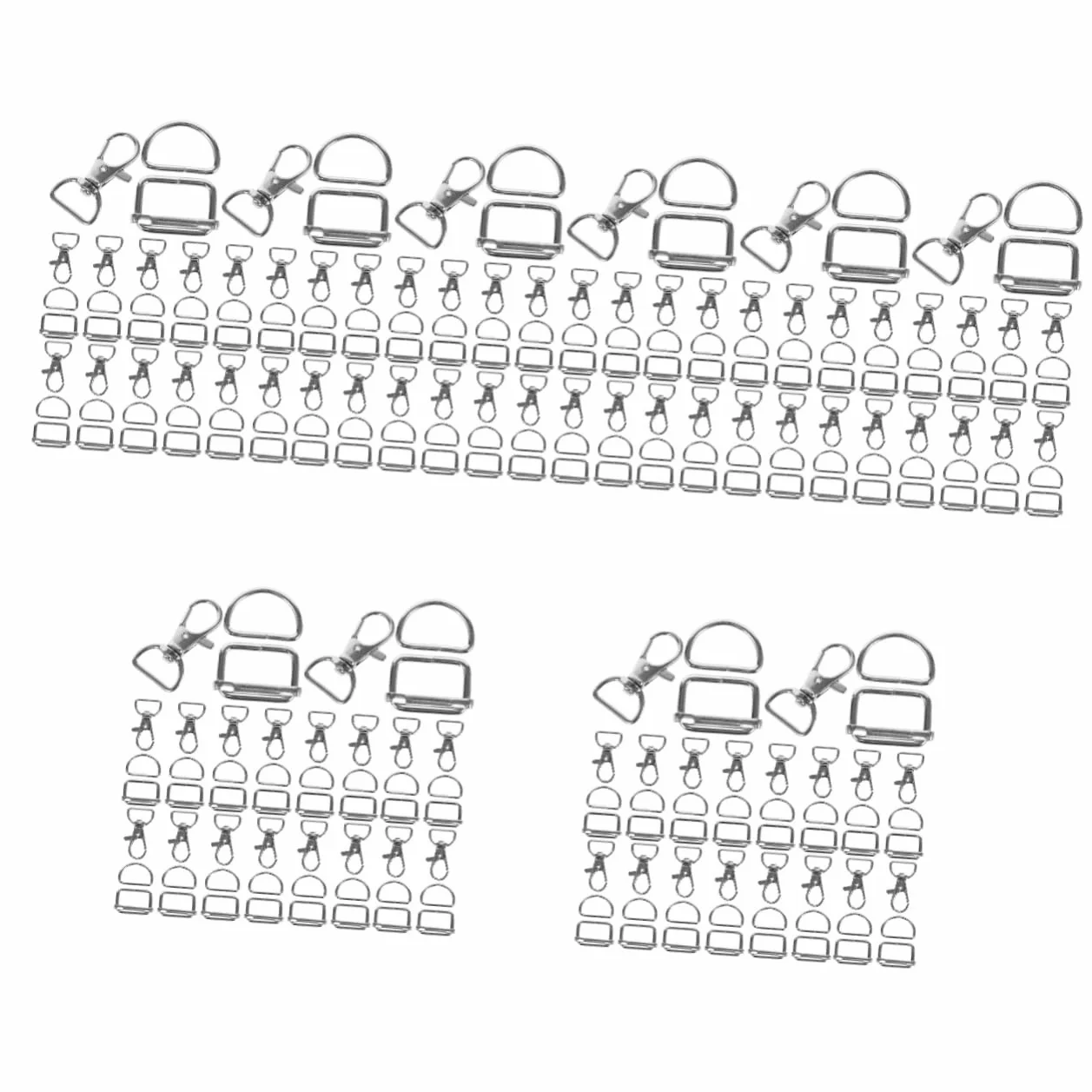 NUOBESTY 50 Pcs juego llavero hebillas para bolsos hecho a mano hardware cartera hebilla anillos en d hebilla caja Metal bolsas combinación Componente broche langosta