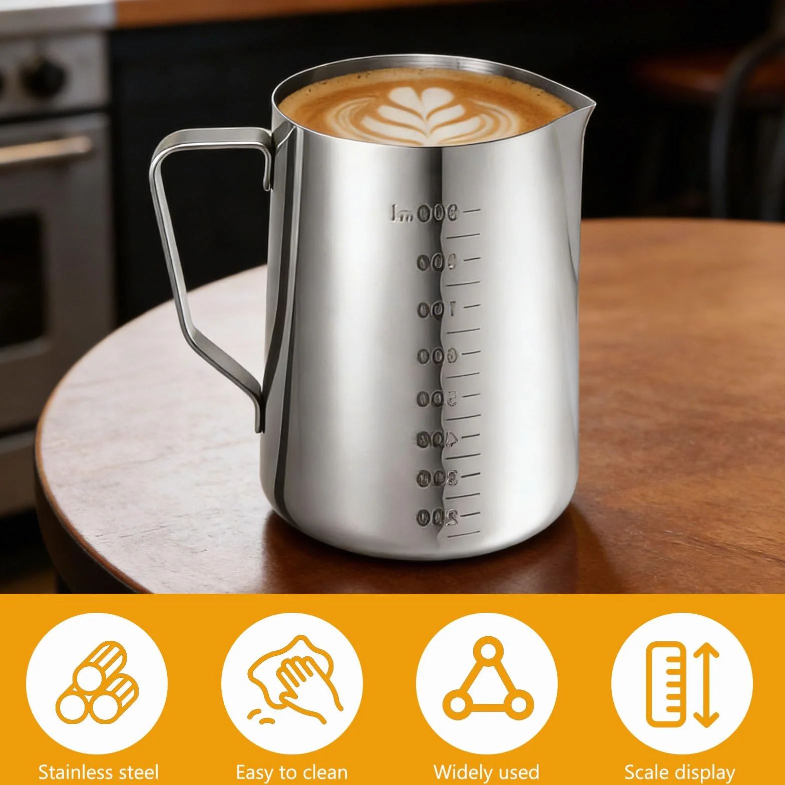 Jarra Medidora de Acero Inoxidable 1 L Vaso Batidora para Bar Cafetería