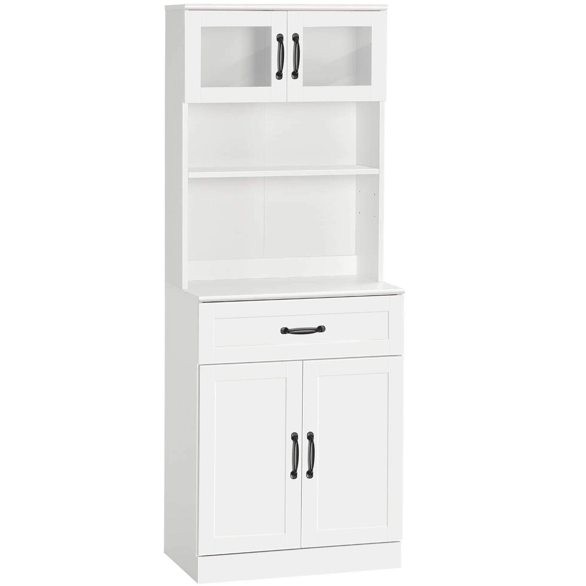 HOMCOM Alacena de Cocina Mueble Buffet de Cocina con 4 Puertas Cajón y Estantes Ajustables para Salón Comedor Estilo Moderno 60x38x161 cm Blanco