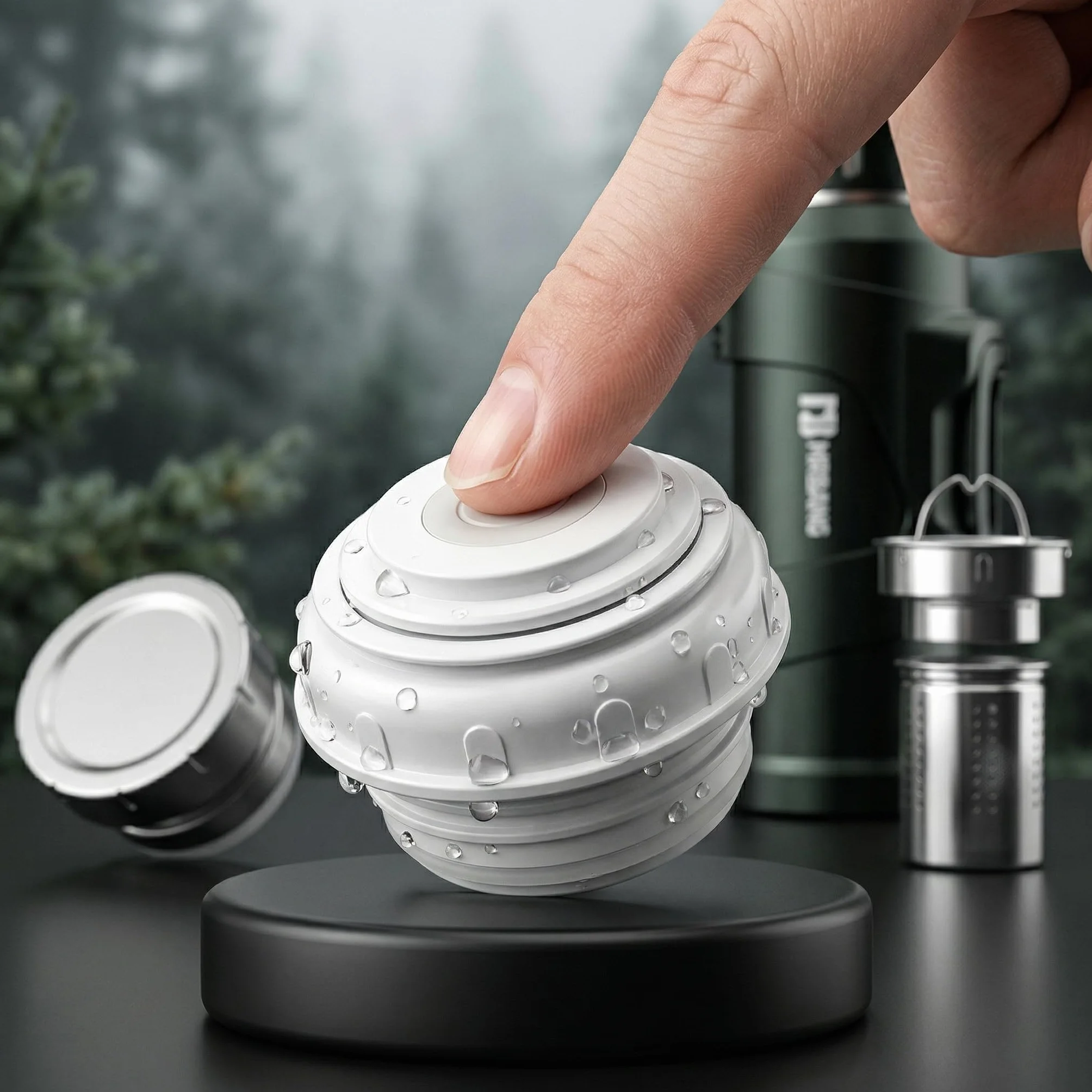 Termo de 2 litros, con vaso, de acero inoxidable, mantiene el calor durante 24 horas, para exteriores, viajes, camping, pesca, verde