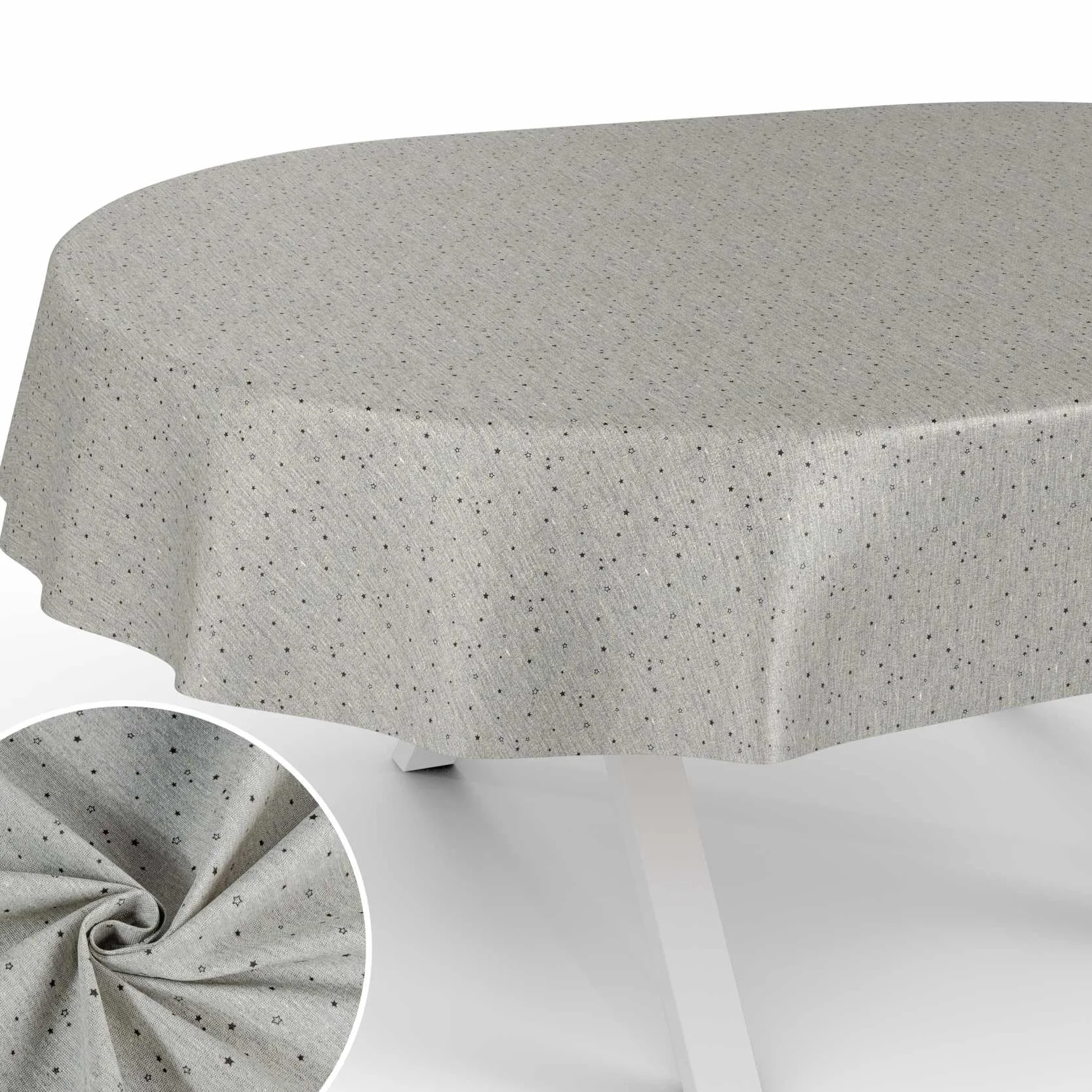 Mantel de Tela Cubre Mesa para Decoracion Mesa Comedor, Algodón y Poliéster, Lavable, Fácil de Limpiar, Redondo, Ovalado, Rectangular, Estrella, 280 x 140 cm, Borde de Corte