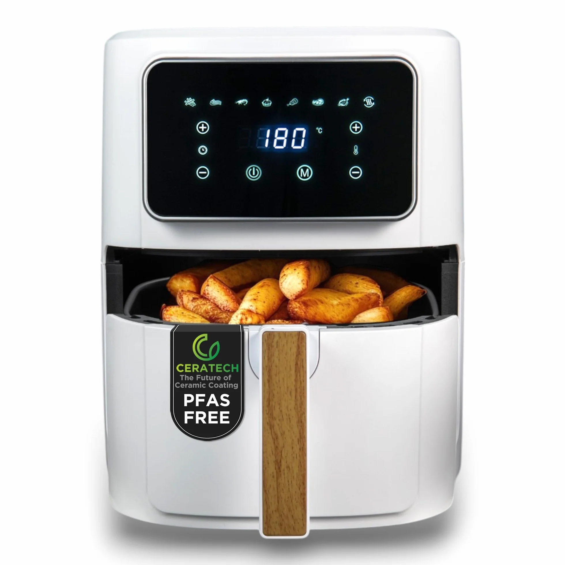 Bergner CHARCOAL Freidora de aire 1800W 6.9L 8 programas de cocción, con Revestimiento Cerámico - Temporizador hasta 30 min