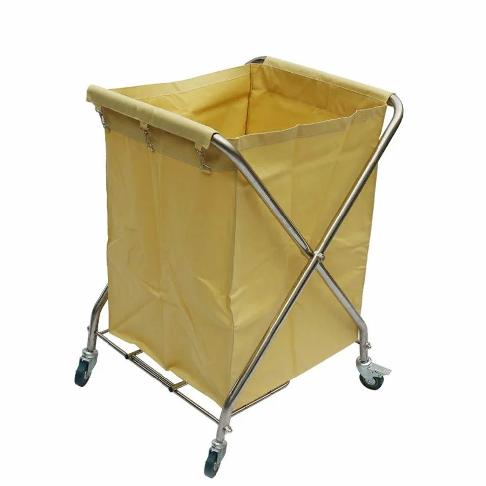 Carrito de Almacenamiento Multifuncional, Carrito de Servicio Doméstico Carrito Clasificador de Lavanderías Comerciales Plegables Carrito de Ropa de Hotel Cesto de Lavandería con Ruedas con Bol