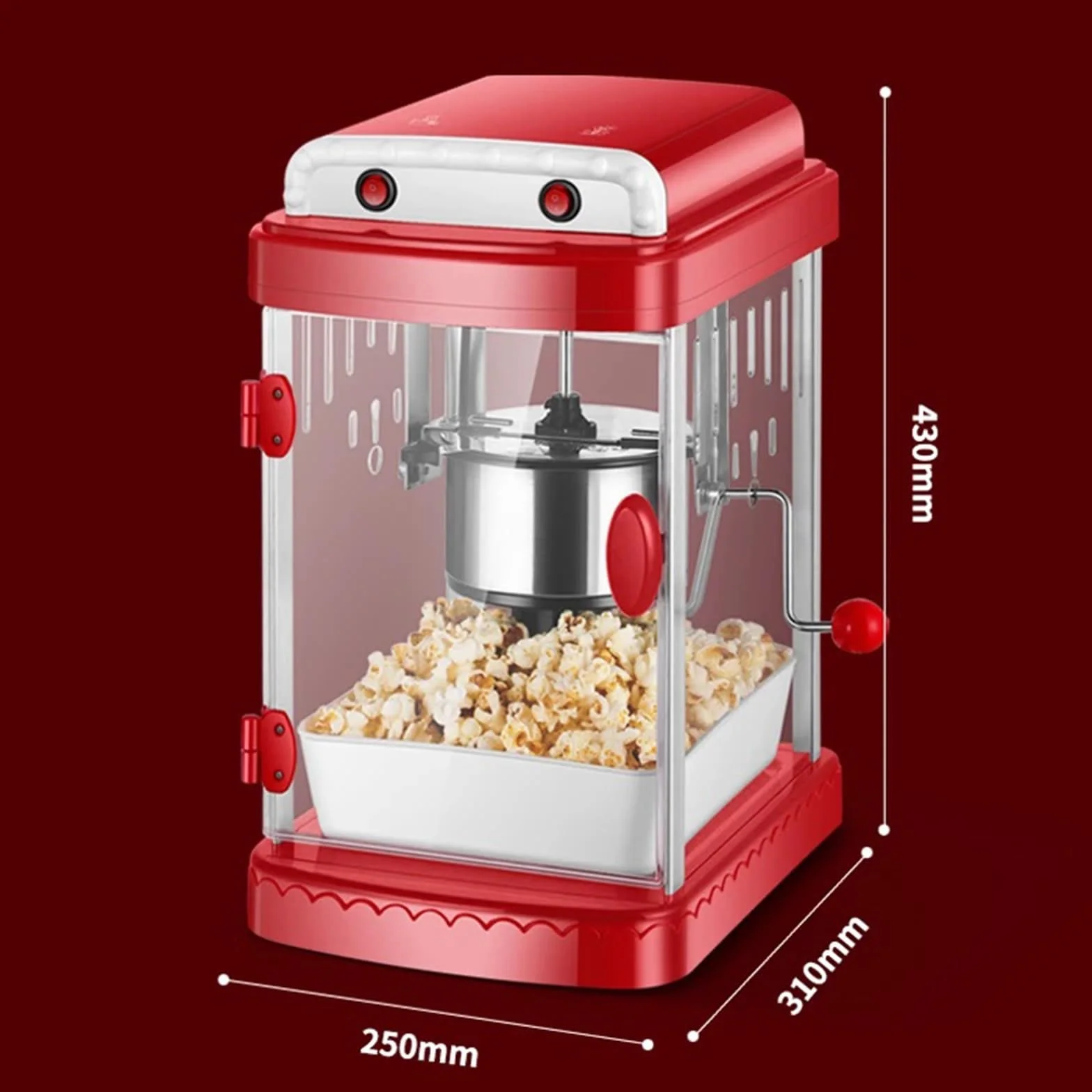 Máquina de Palomitas Máquina de palomitas doméstica comercial, palomitas de maíz con aceite de aire caliente, máquina automática for hacer palomitas de maíz, olla antiadherente con calefacción Palomit