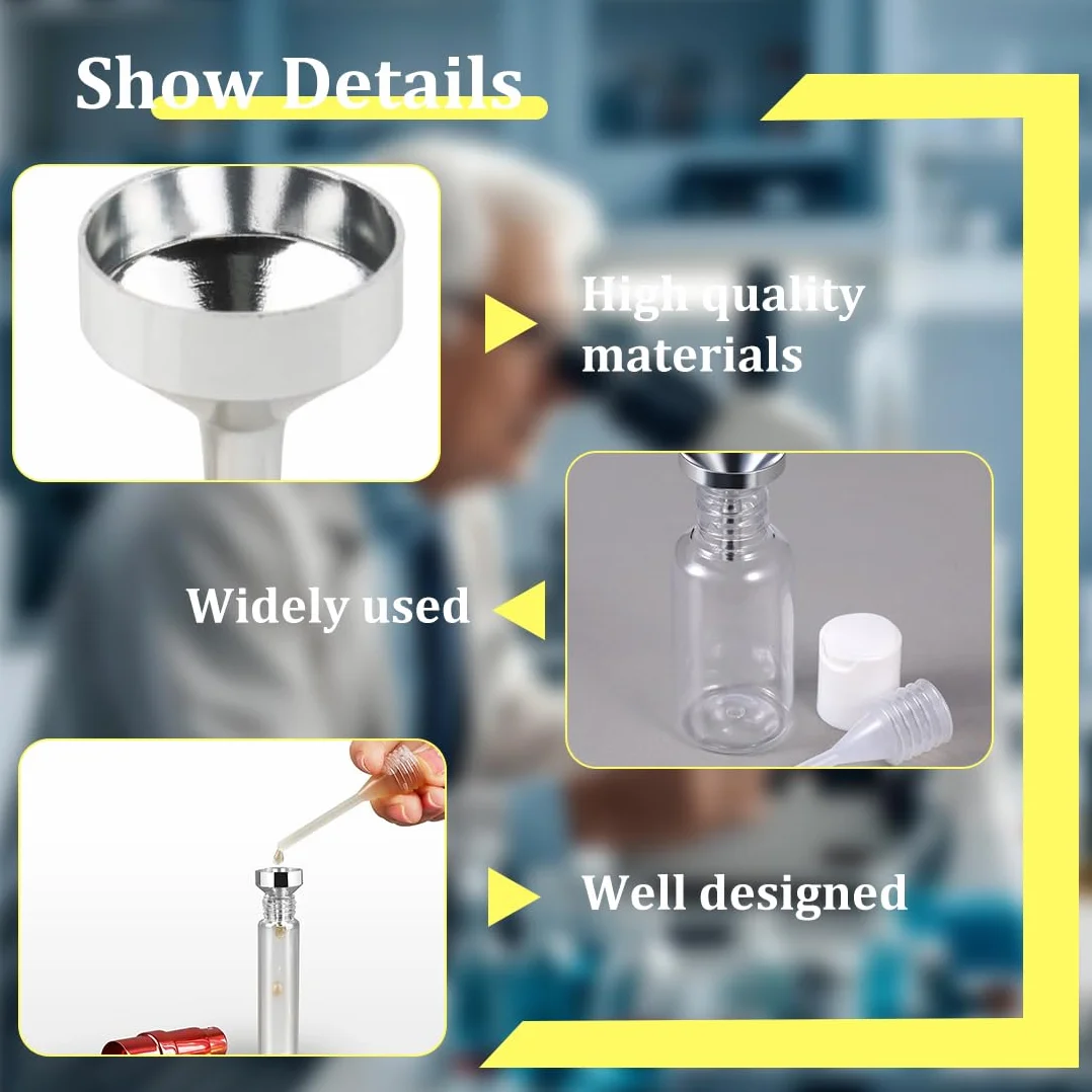 YAYNO 14 Piezas Mini Funnel Set Embudo de Cocina Aluminio Metal Dispensador para Botella Aceite Esencial