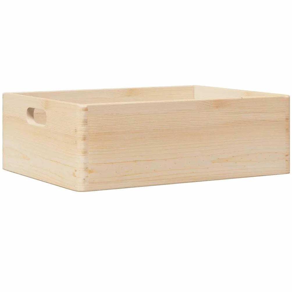 Caja de madera con asas 40 x 30 x 13 cm de pino macizo versátil almacenamiento para dormitorio, oficina, baño, cocina