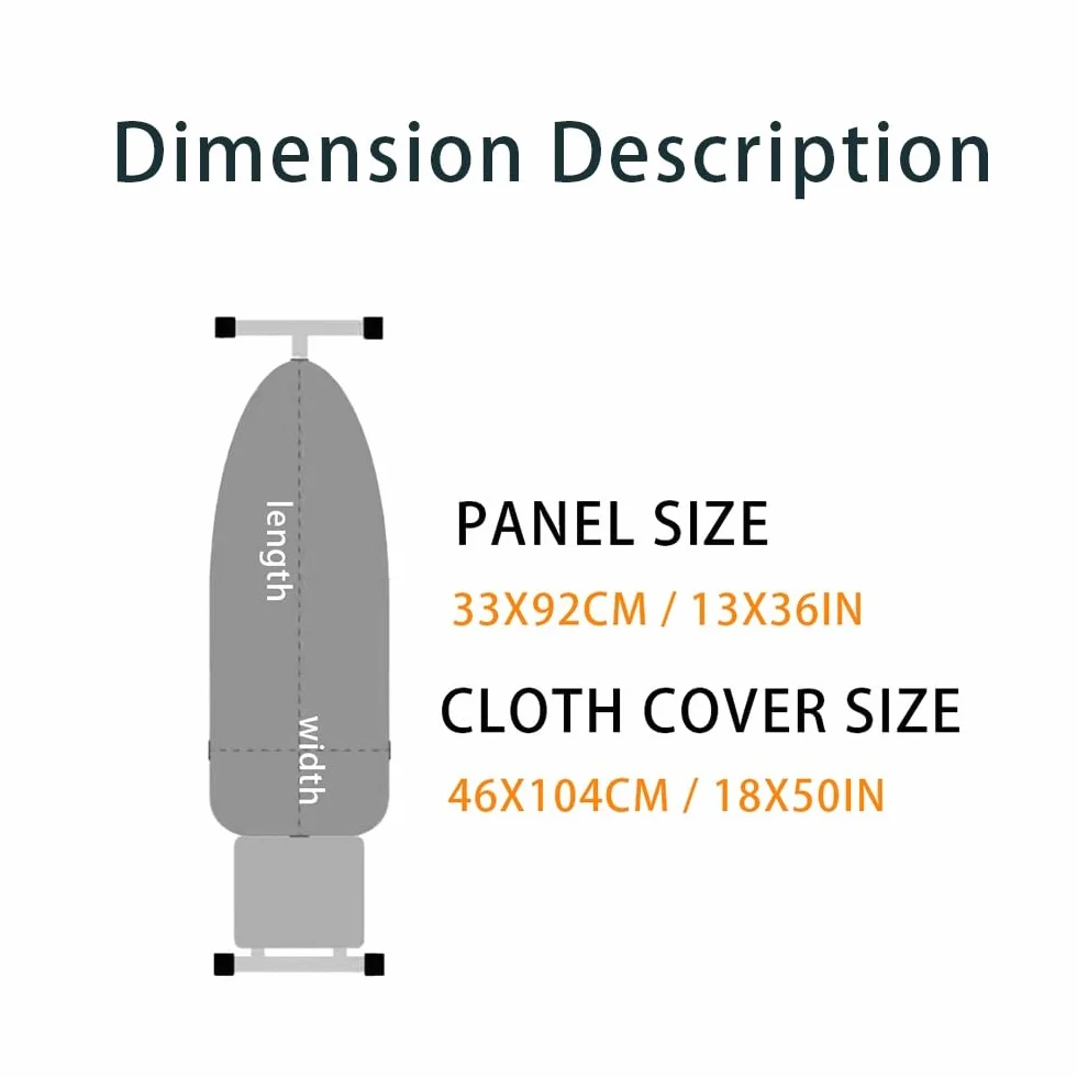 Tabla de Planchar de 33 x 91 cm con Acolchado, Funda Ajustable de algodón con Acolchado, Funda de Repuesto y Almohadilla Resistente a Quemaduras (Blanca)