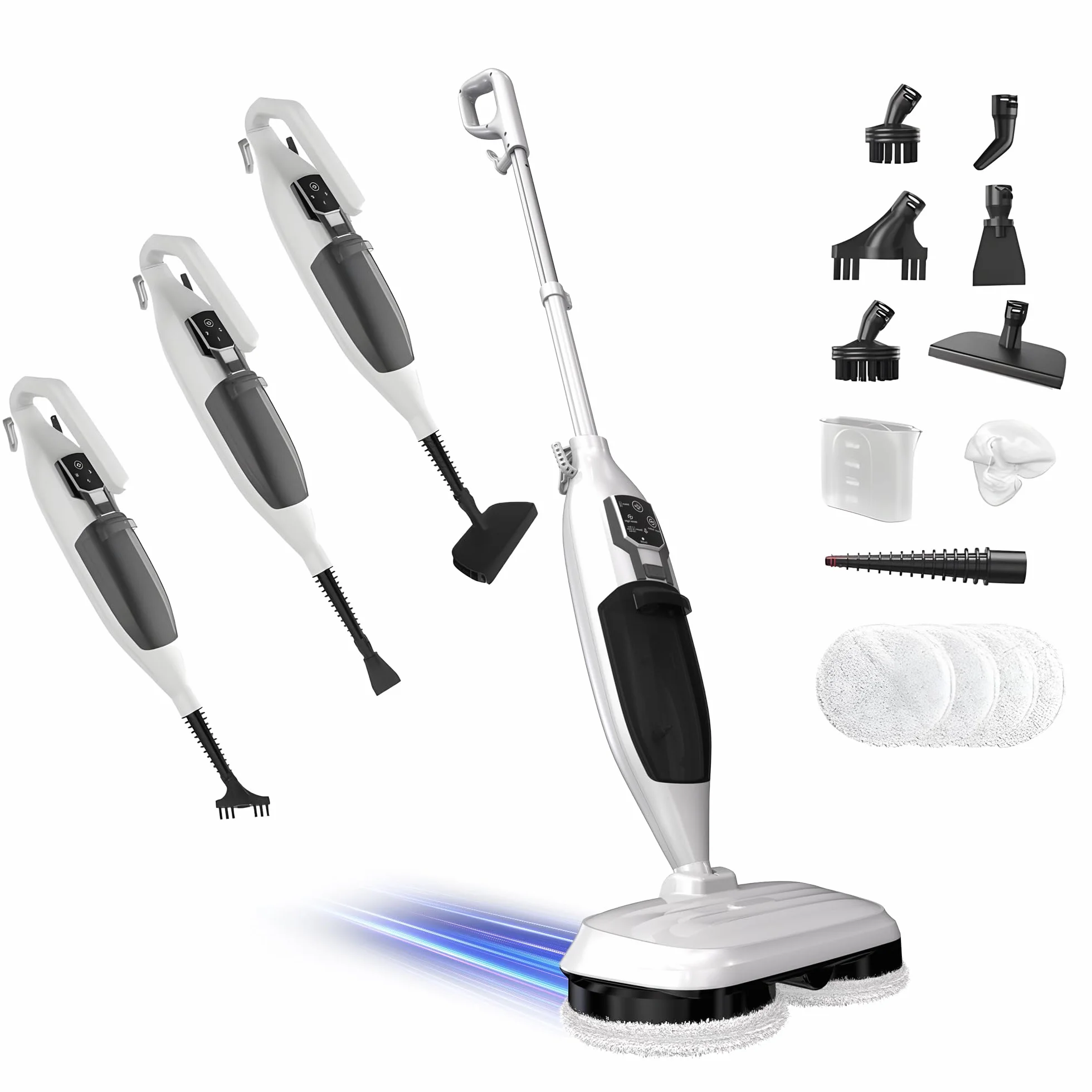Escoba de Vapor,Escoba de Vapor para Suelos Duros, Limpieza Profunda, Limpiador de Vapor portátil multifunción, 13 Accesorios para Suelos de Madera, Laminado, Vinilo, baldosas