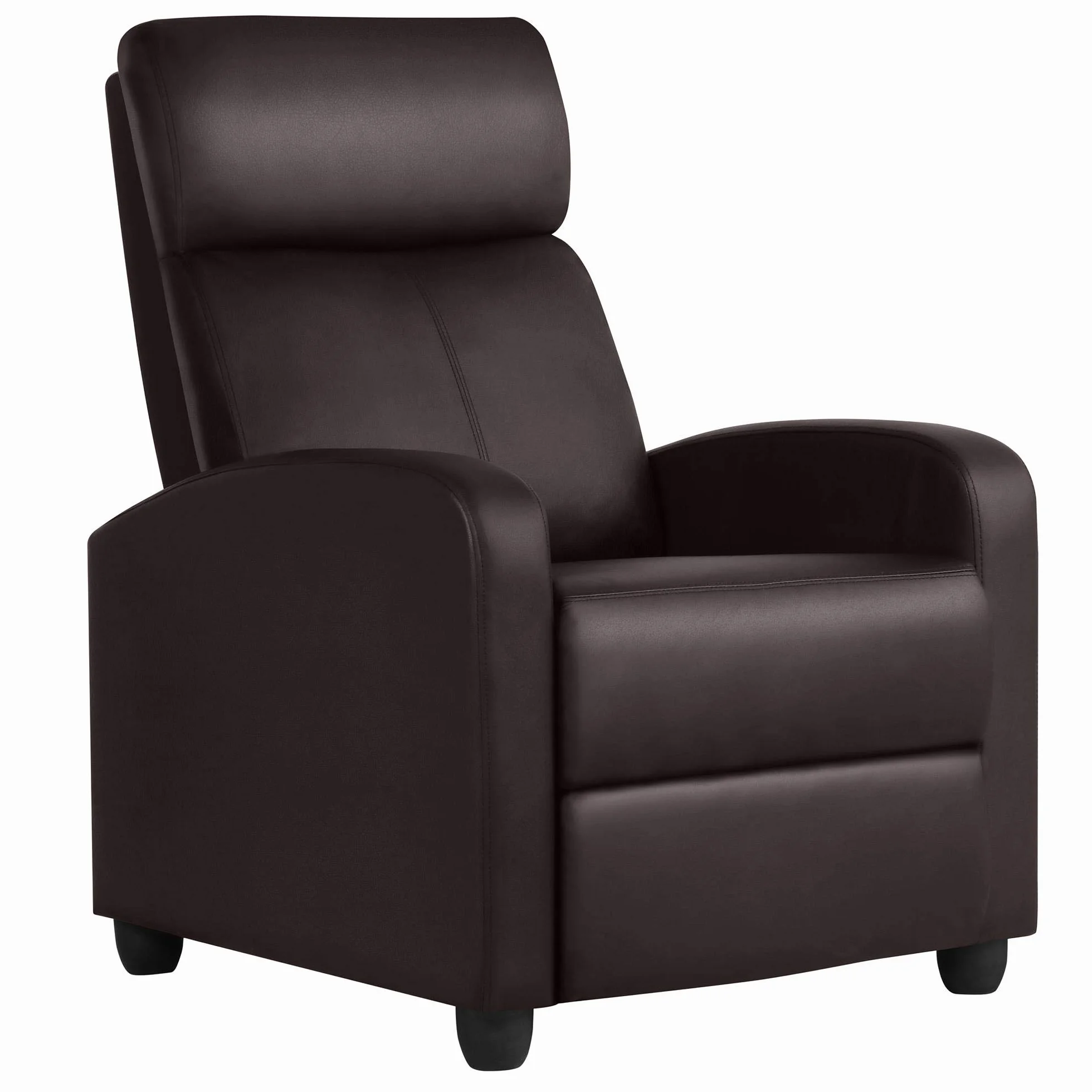 Yaheetech Sillón Relax Silla Reclinable Butaca Salón Reclinable Silla Grande con 3 Posiciones Silla Relax Ajustable Sillon Tapizado Marrón Polipiel de Poliuretano