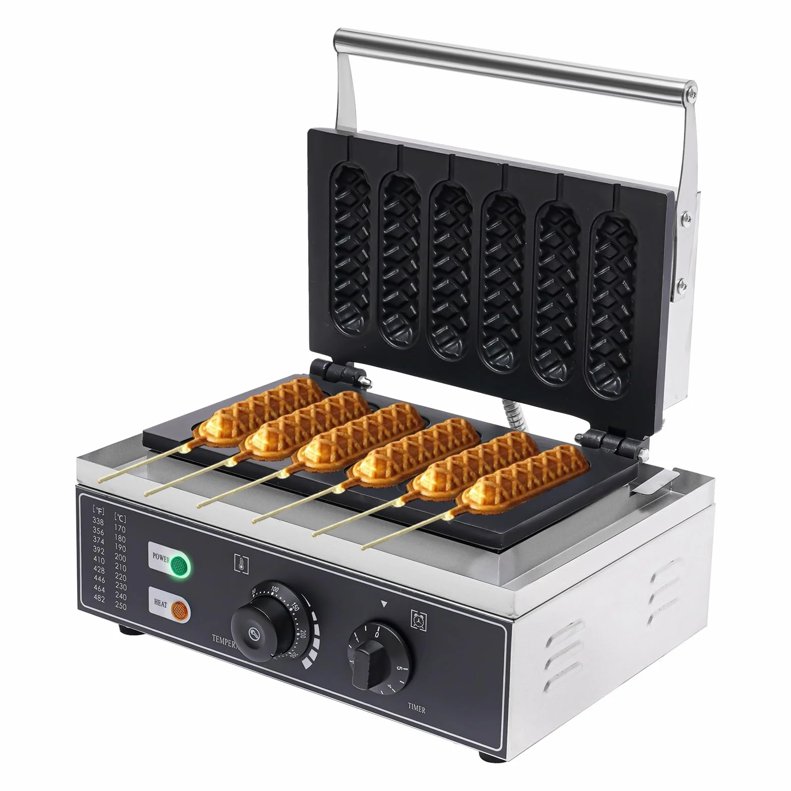 Gofres de acero inoxidable de 1500 W para hacer gofres profesionales para hacer gofres con palo