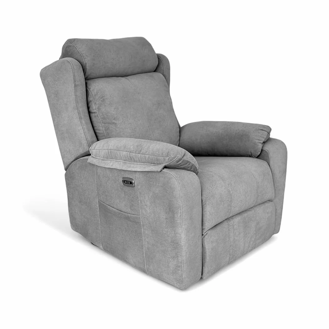 Genérico Sillon Relax Reclinable Electrico, Gravedad Cero | Desenfundable, Botonera Cromada con Puerto USB | Madera de Pino | Sillones Reclinables | Relax | Silla Sofa | Electrico Moderno | Gris