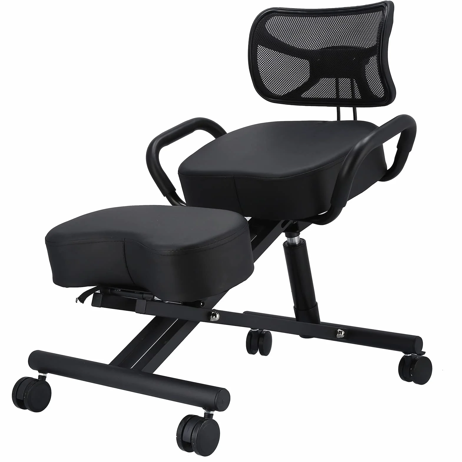 Ejoyous Silla Ergonómica de Rodillas, Silla de Rodillas con Respaldo con Cojines Cómodos, Mejore Su Postura con un Asiento en Ángulo, Taburete Ajustable para el Hogar Y la Oficina 74x46x90cm