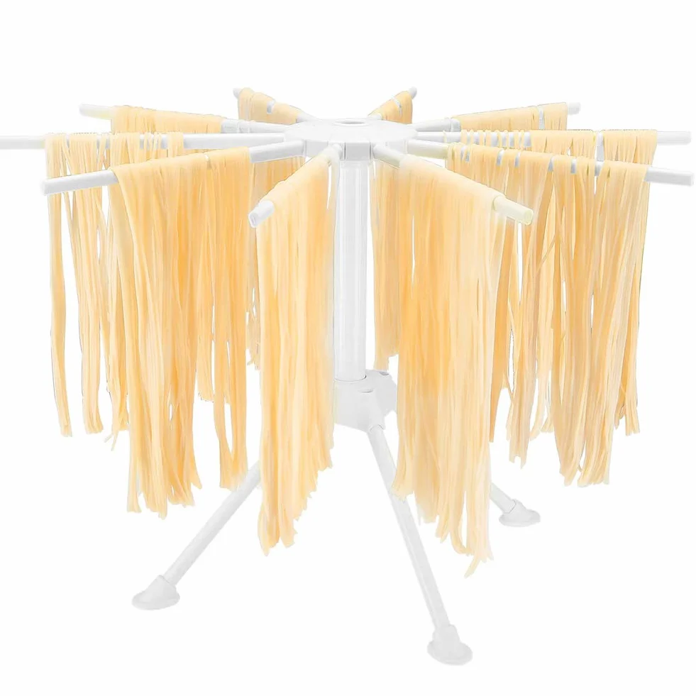 Soporte Plegable Secador de Pasta Fresca, Secador de Pasta Fresca Estante de Secado de Pasta Fideo Plegable con 10 Asas de Barra Fácil de almacenar, rápido de Instalar