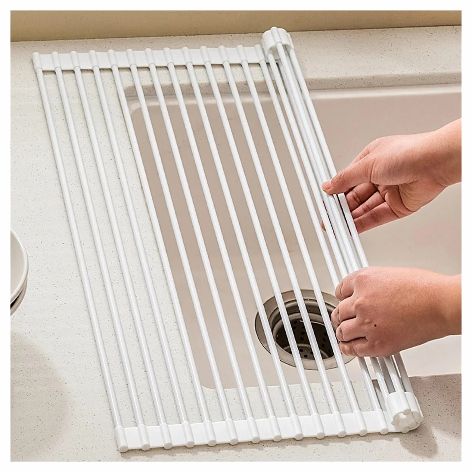 Genérico Escurridor Enrollable Escurridor de Platos Plegable for Cocina, Rejilla Secado Enrollable Silicona, escurridor Fregadero Que Ahorra Espacio, Multiusos, Herramientas(33 * 52cm)
